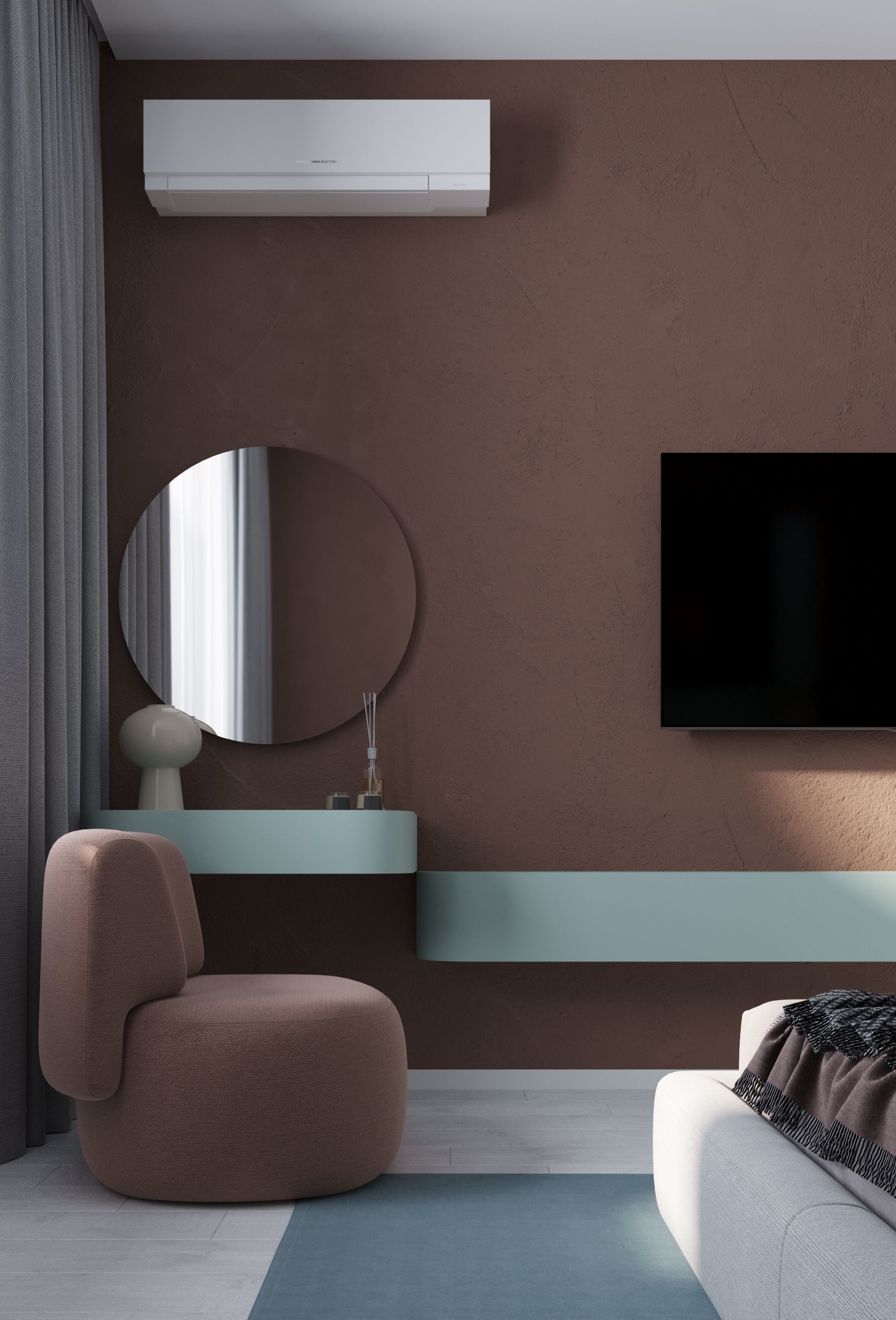 GolfStream modern living room with horse on wall 3D model_30