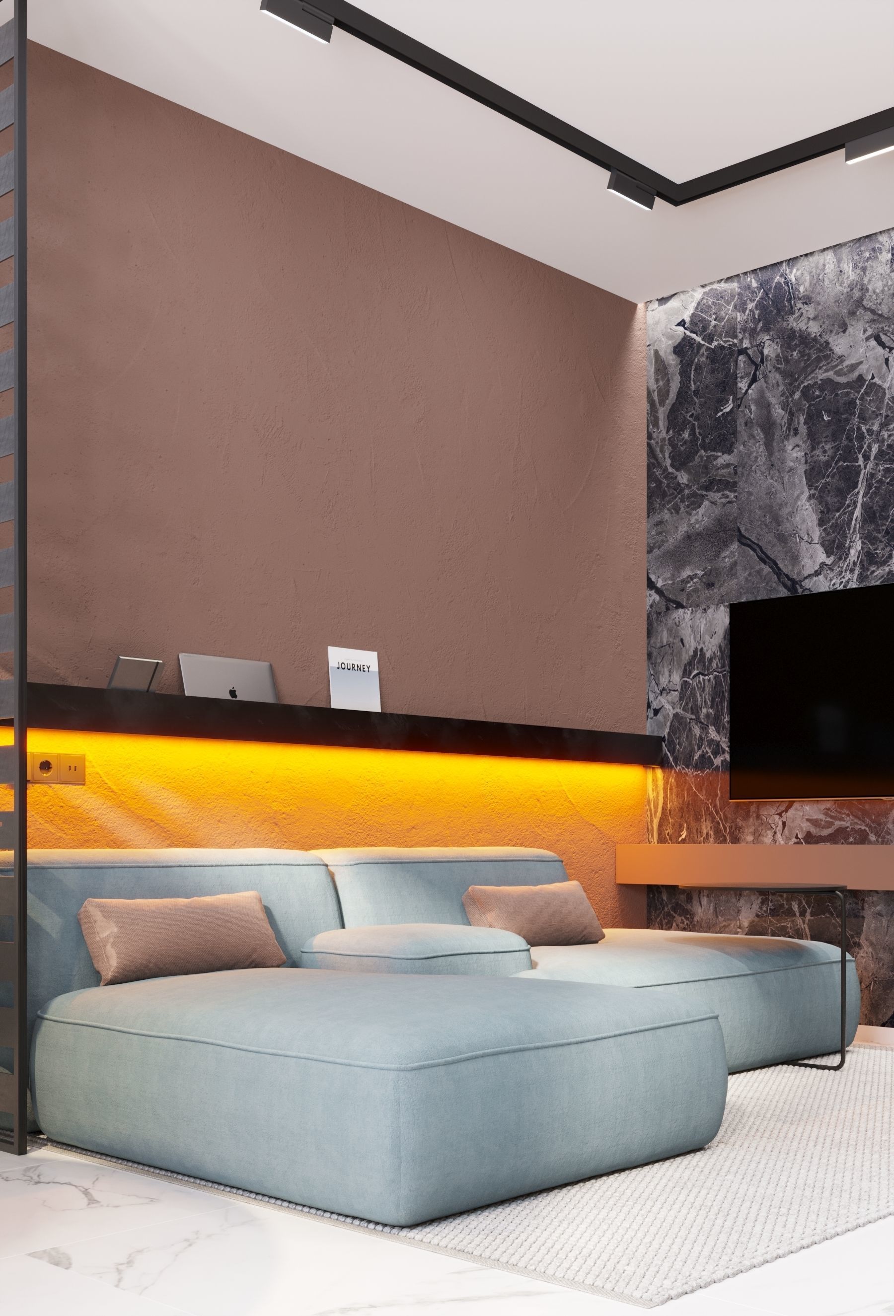 GolfStream modern living room with horse on wall 3D model_3