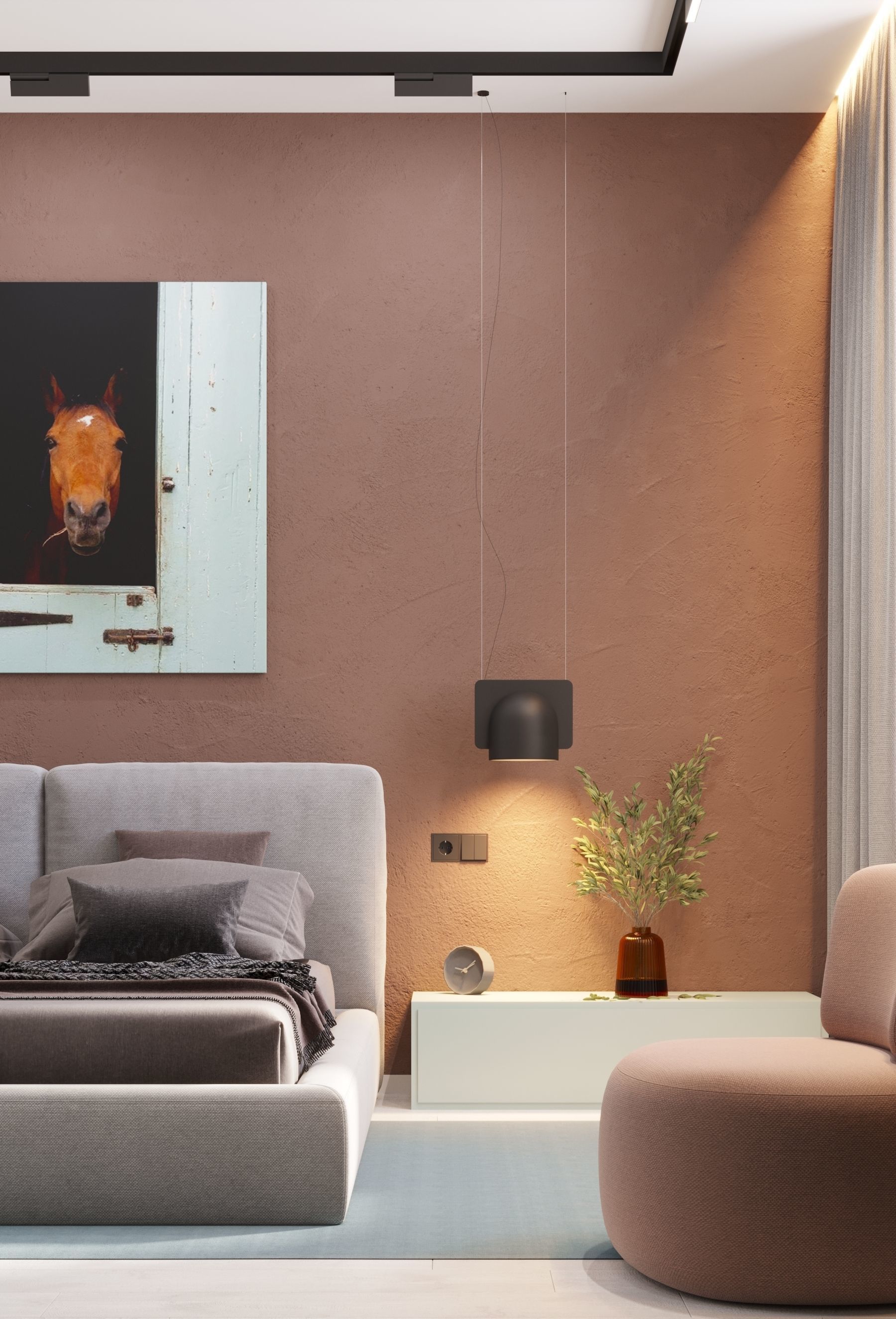 GolfStream modern living room with horse on wall 3D model_44