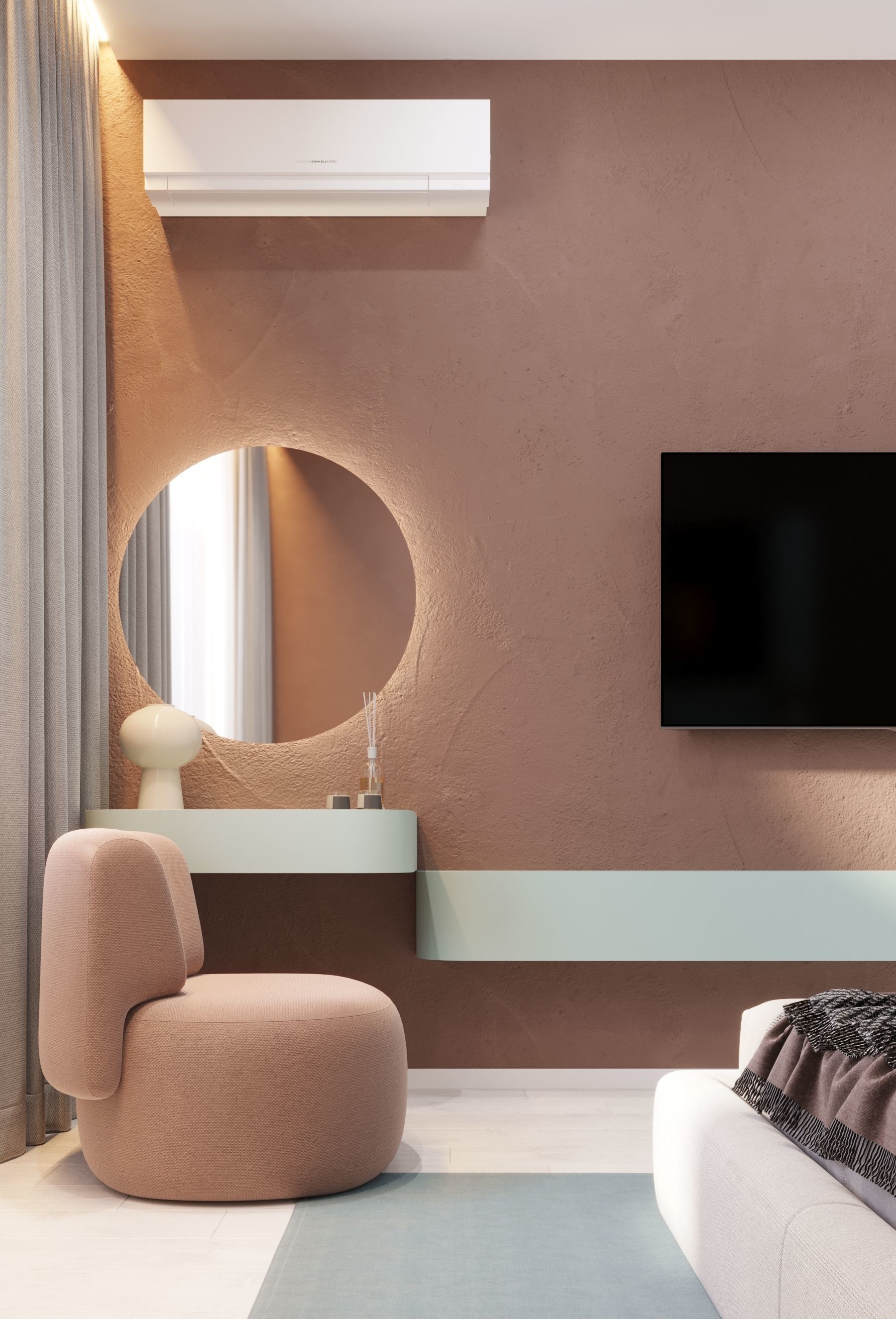 GolfStream modern living room with horse on wall 3D model_31