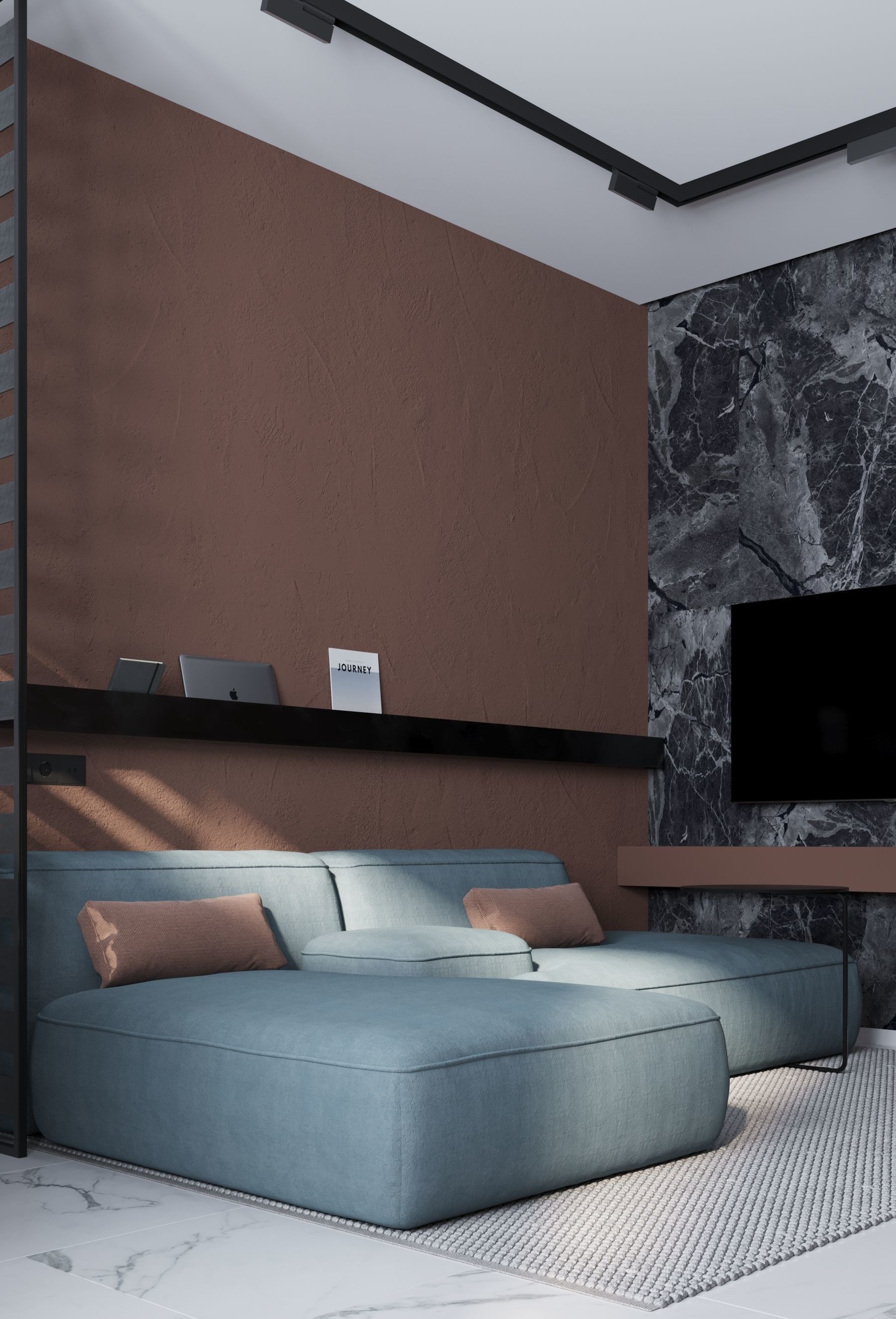 GolfStream modern living room with horse on wall 3D model_2