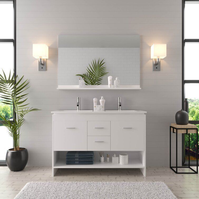Frausto Double Bathroom Vanity Ceramic Vanity Top 3D model CGTrader