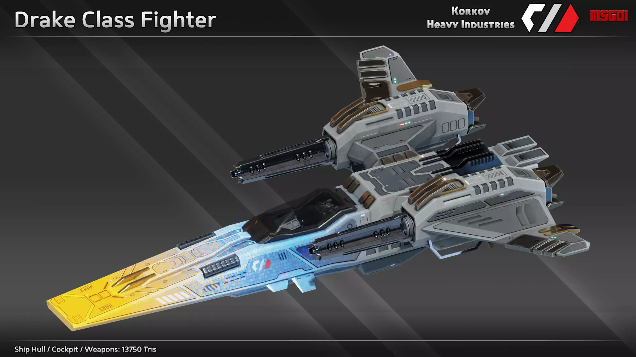 Spaceship Drake Class Fighter Low-poly 3D model_0