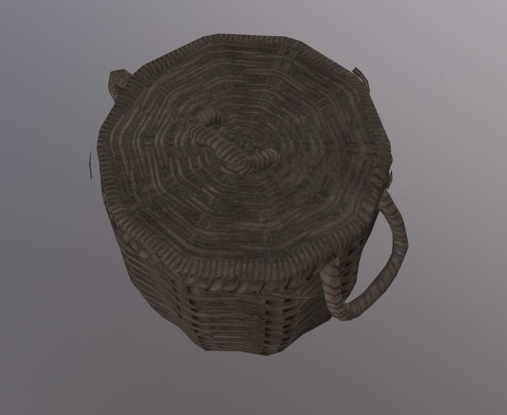 Basket PBR 4K GameReady wicker Low-poly 3D model_2