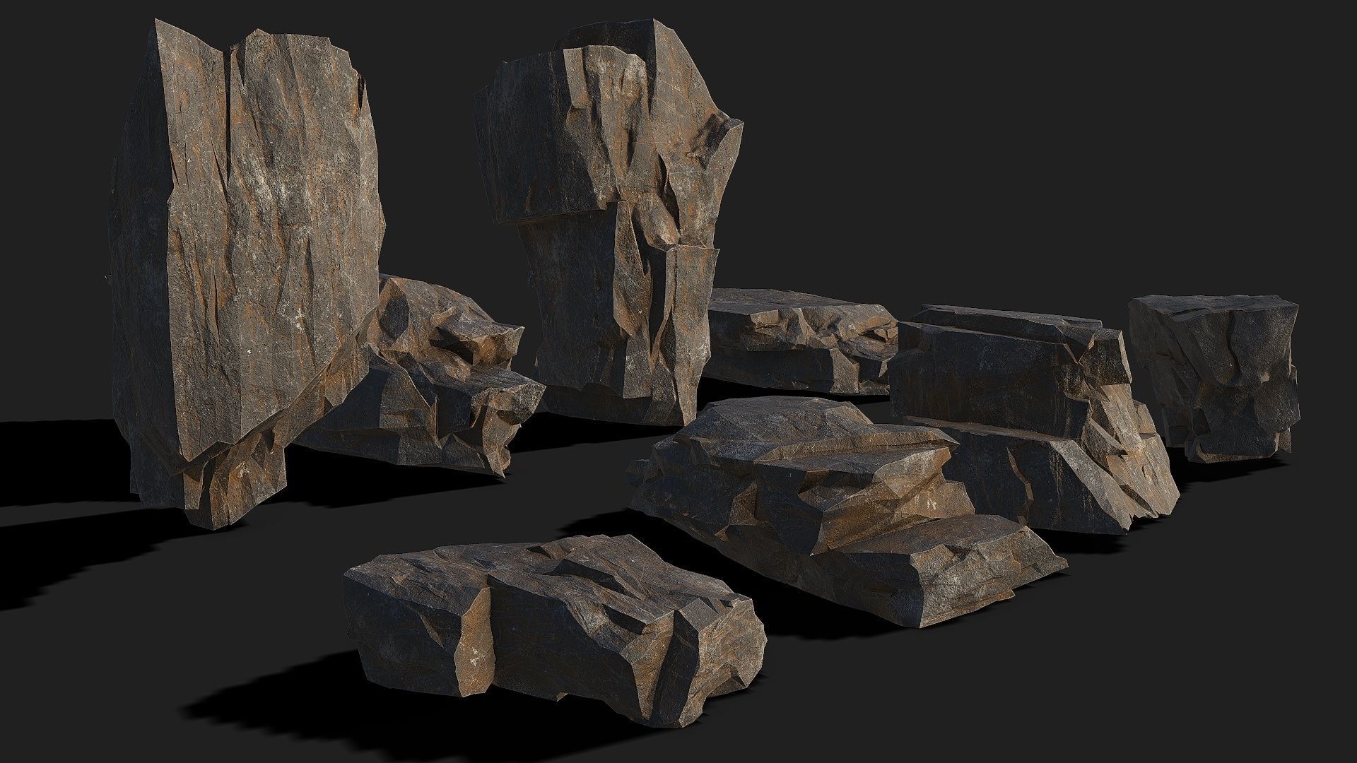 Mountain Rocks - 3D Models PBR Pack 04 Low-poly 3D model_2