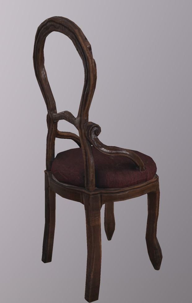 Chair  wooden Low-poly 3D model_5