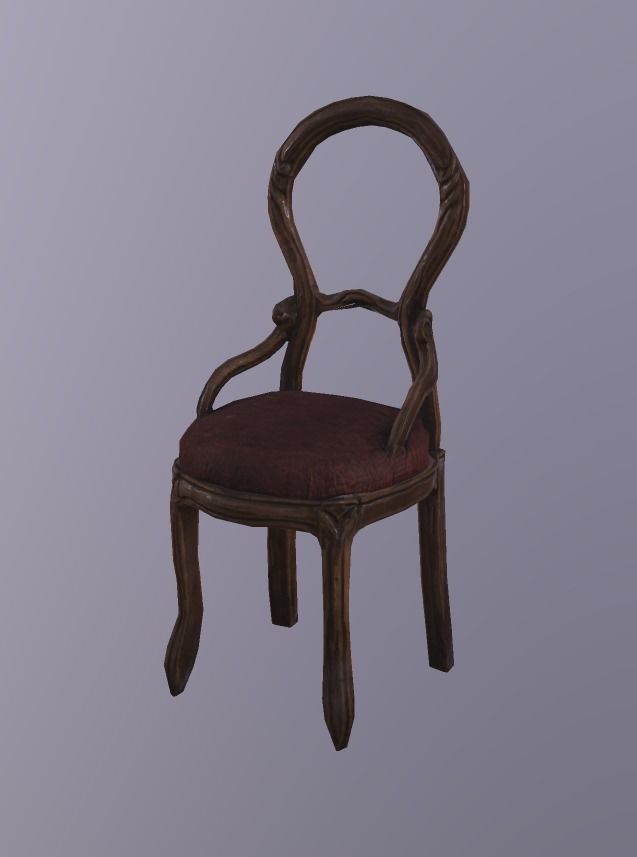 Chair  wooden Low-poly 3D model_4
