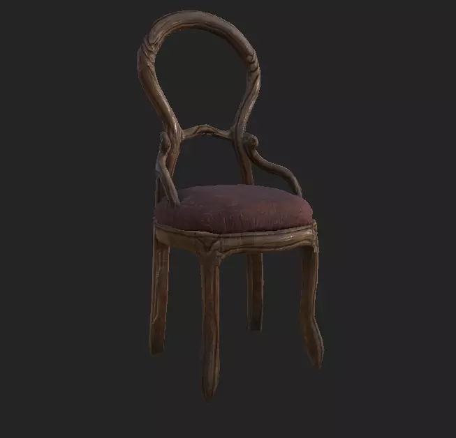 Chair  wooden Low-poly 3D model_0