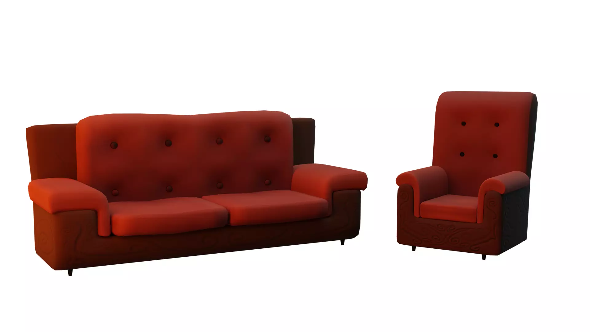 Stylized Sofa and Armchair 3D model