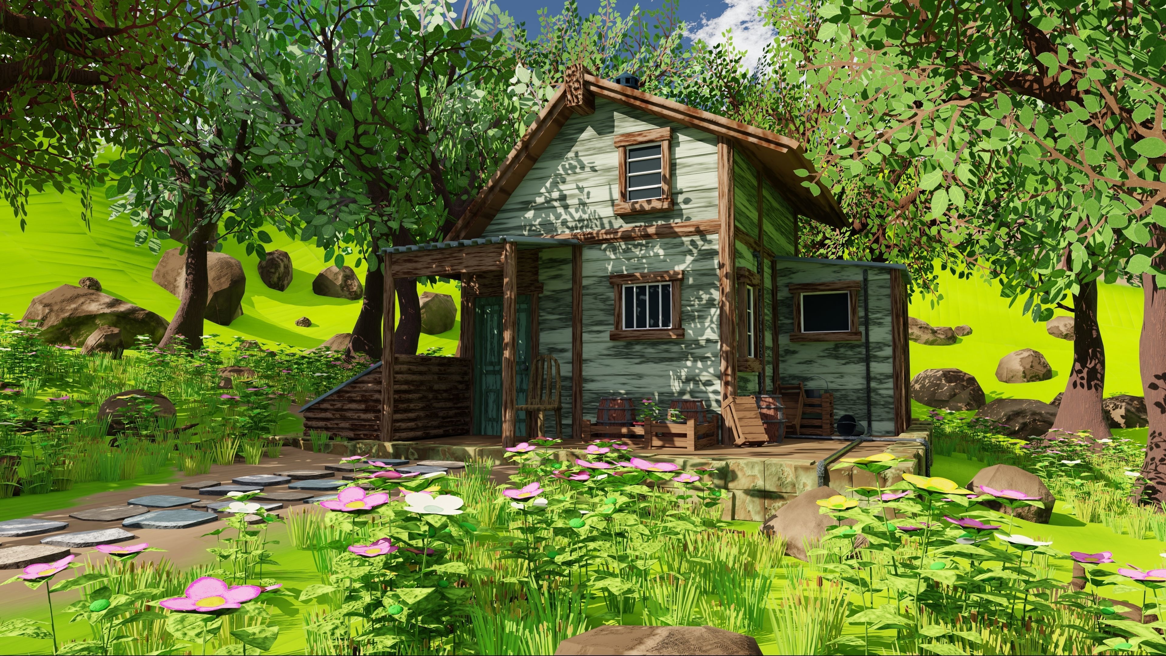 House In Forest 3D model_3