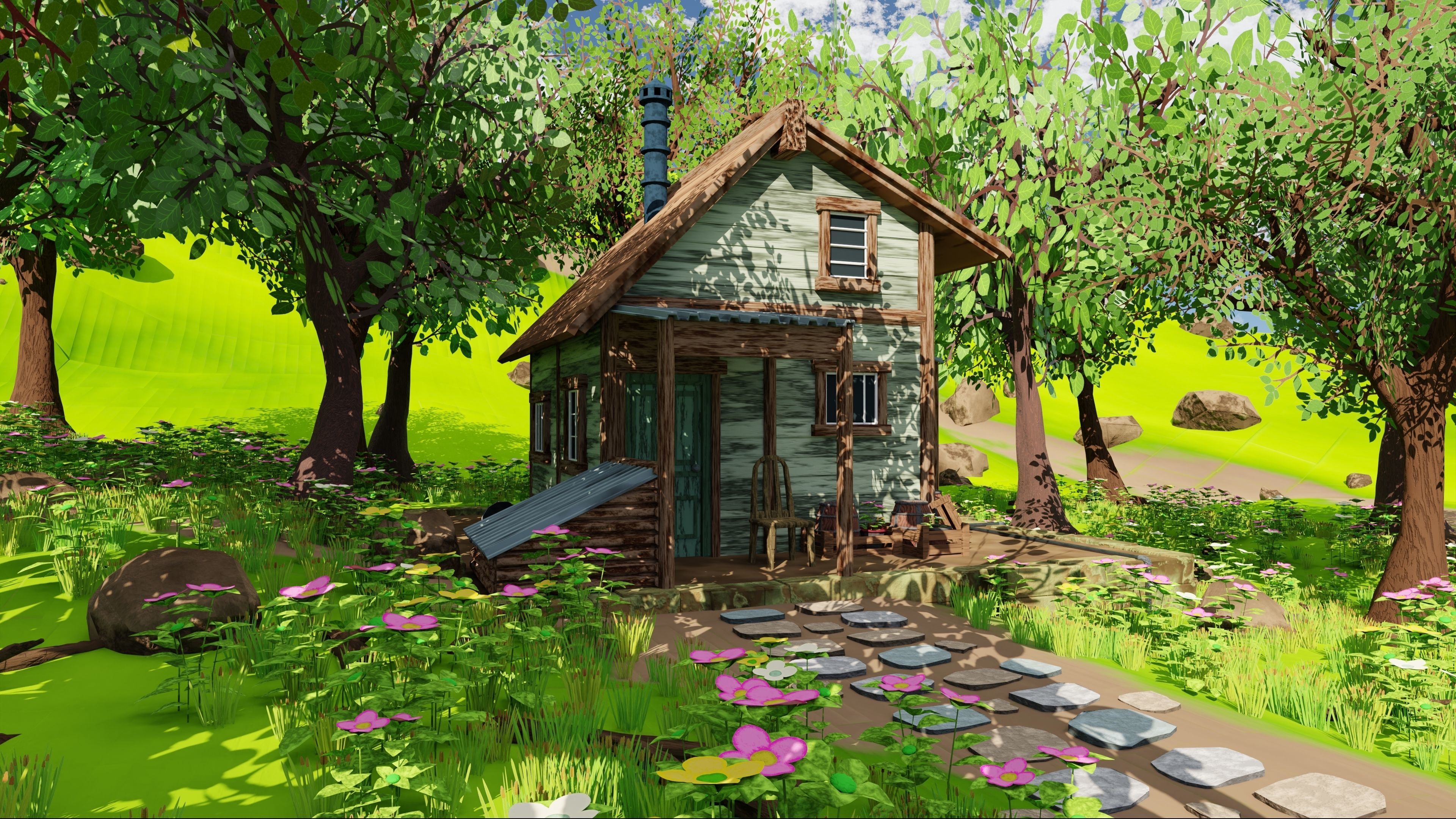 House In Forest 3D model_4