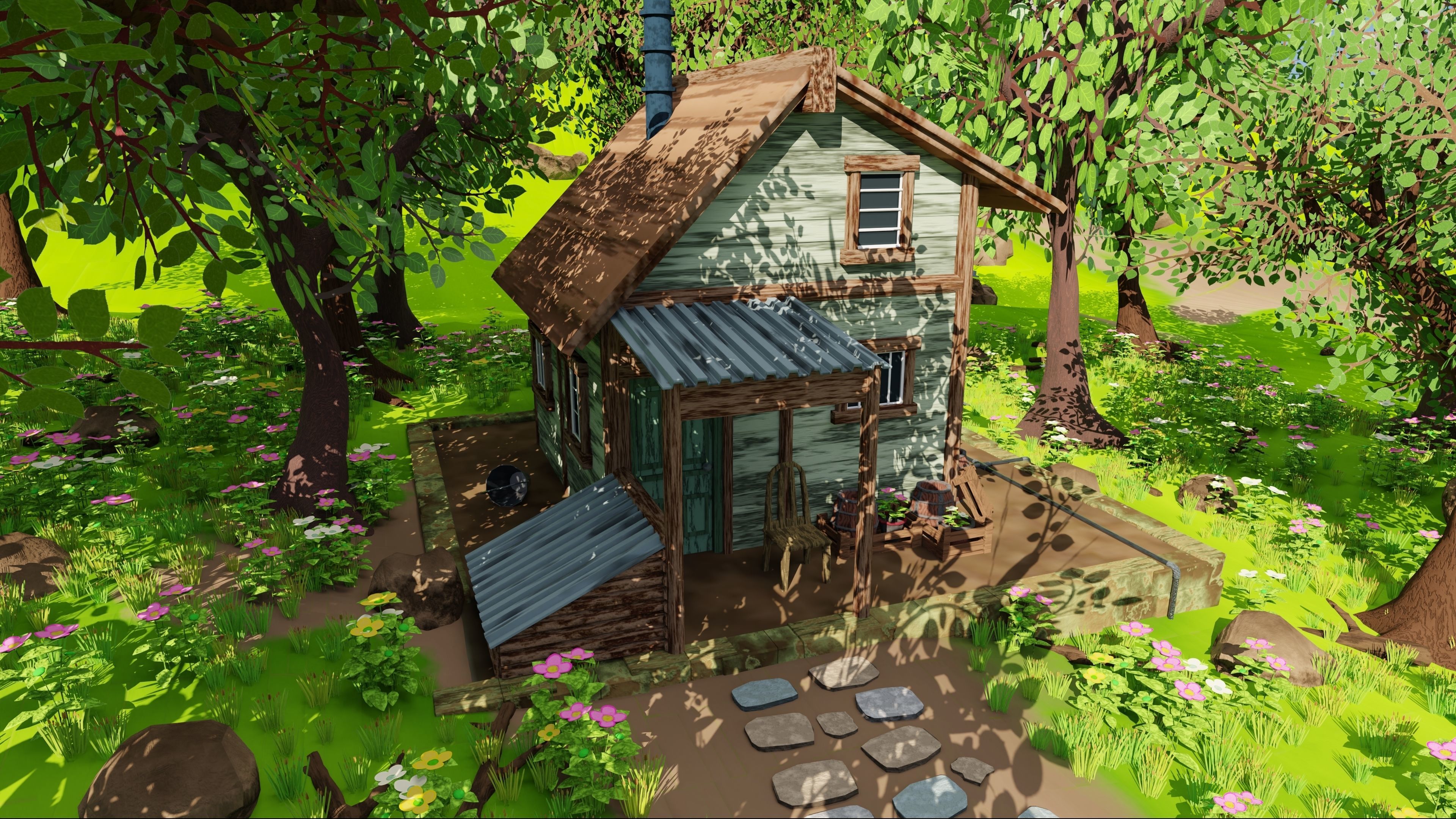 House In Forest 3D model_8