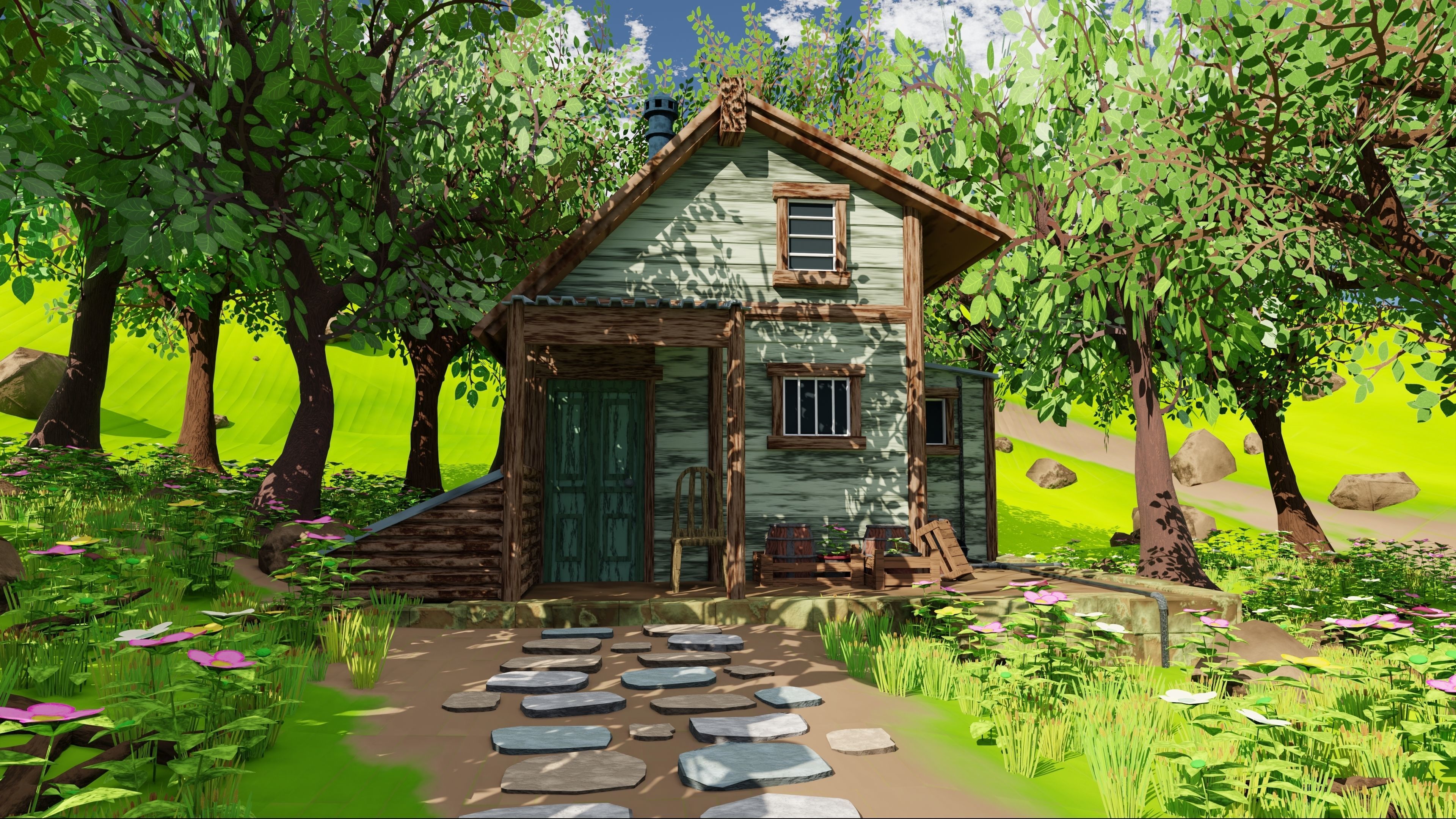 House In Forest 3D model_9