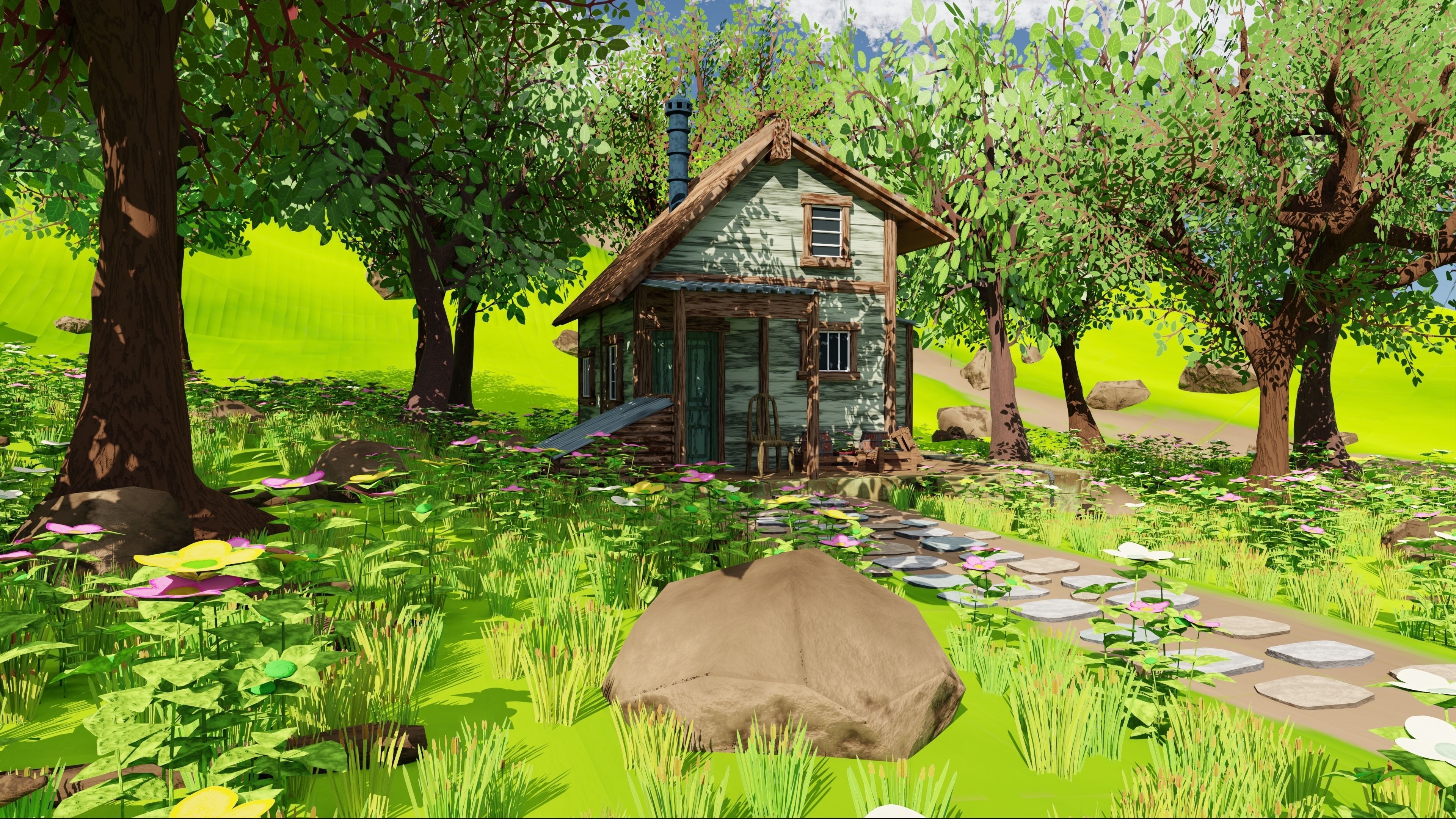 House In Forest 3D model_1