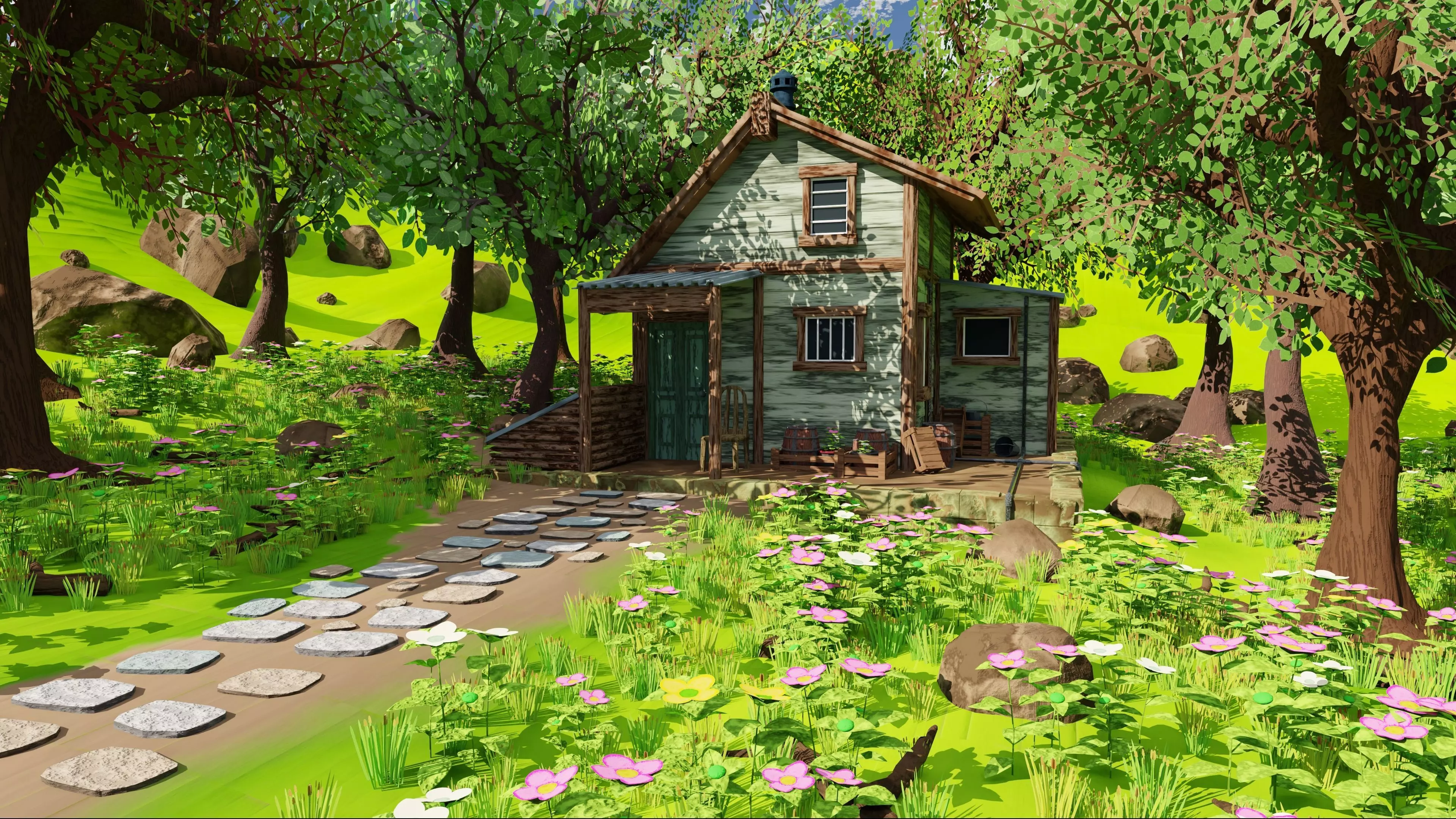 House In Forest 3D model_0