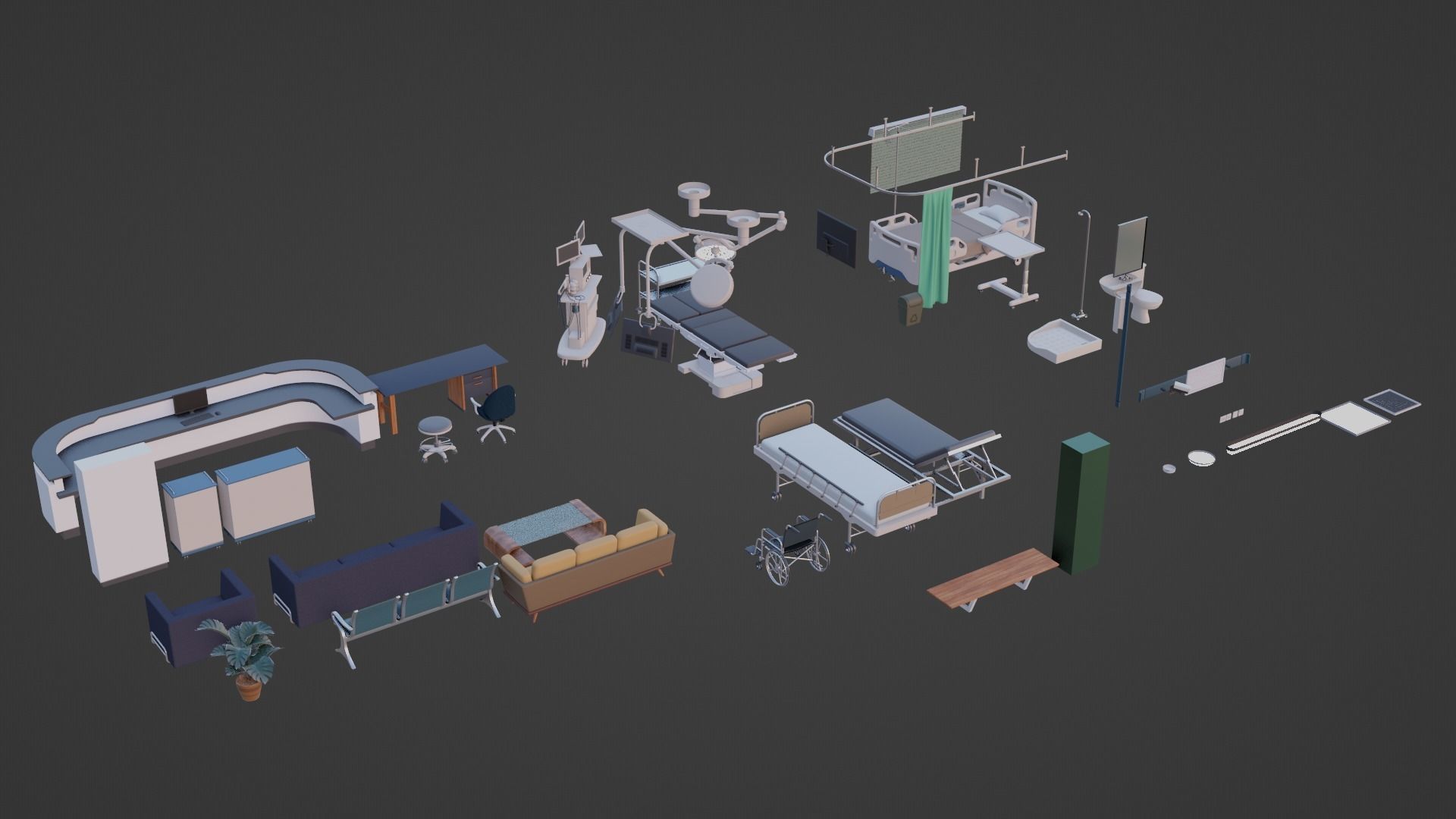 hospital furnitures Collection 3D model_12