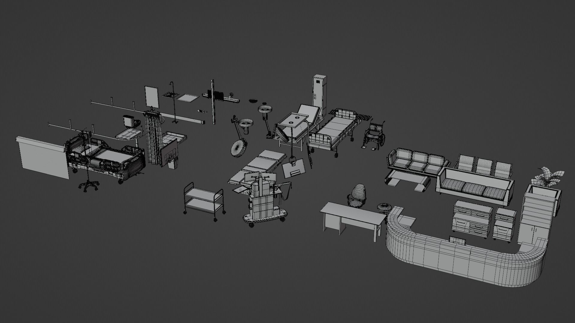 hospital furnitures Collection 3D model_29