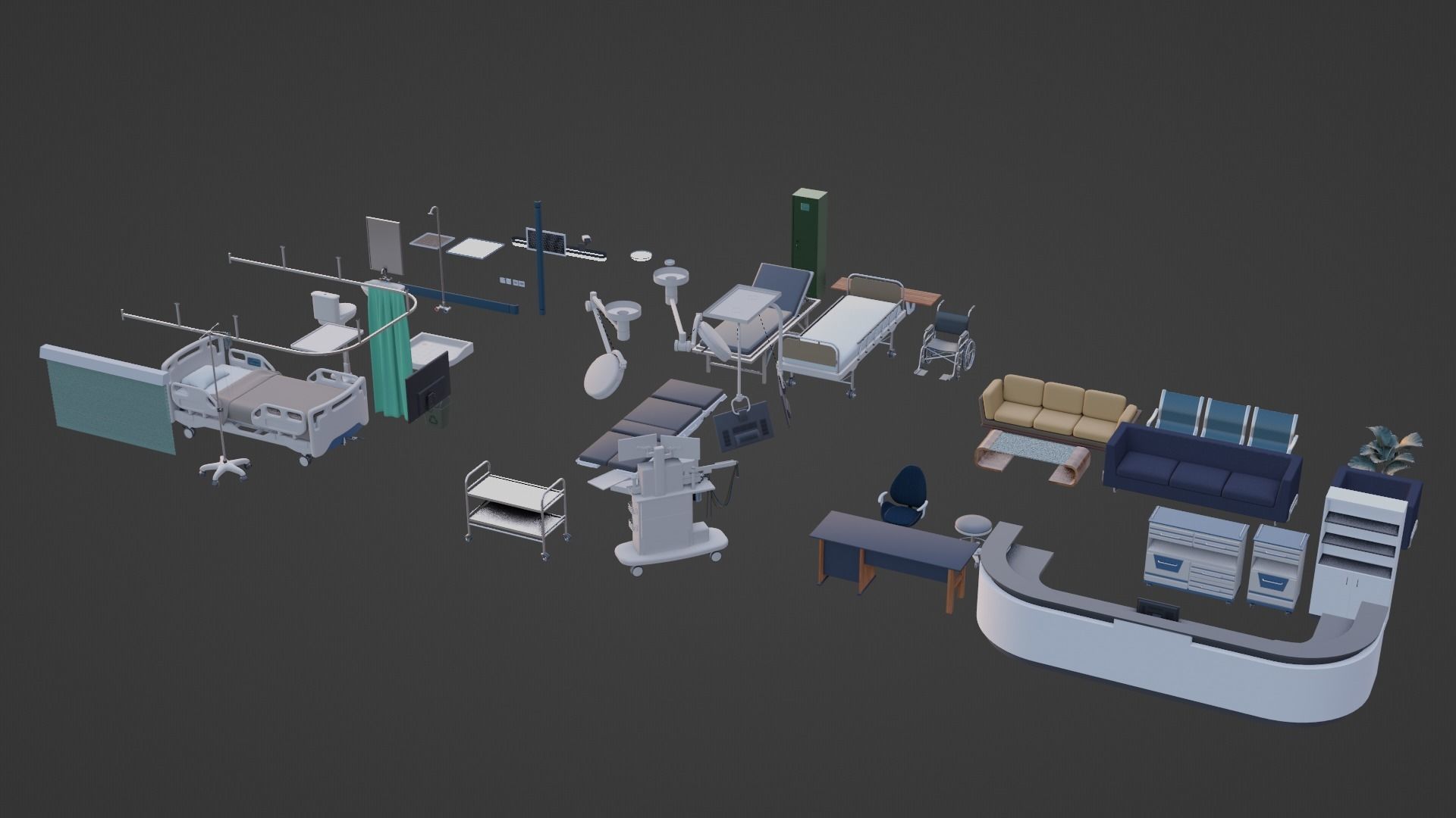 hospital furnitures Collection 3D model_11