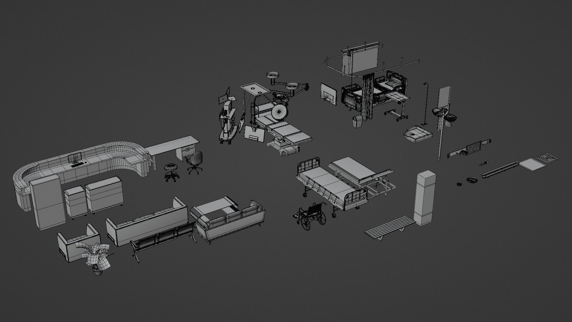 hospital furnitures Collection 3D model_28