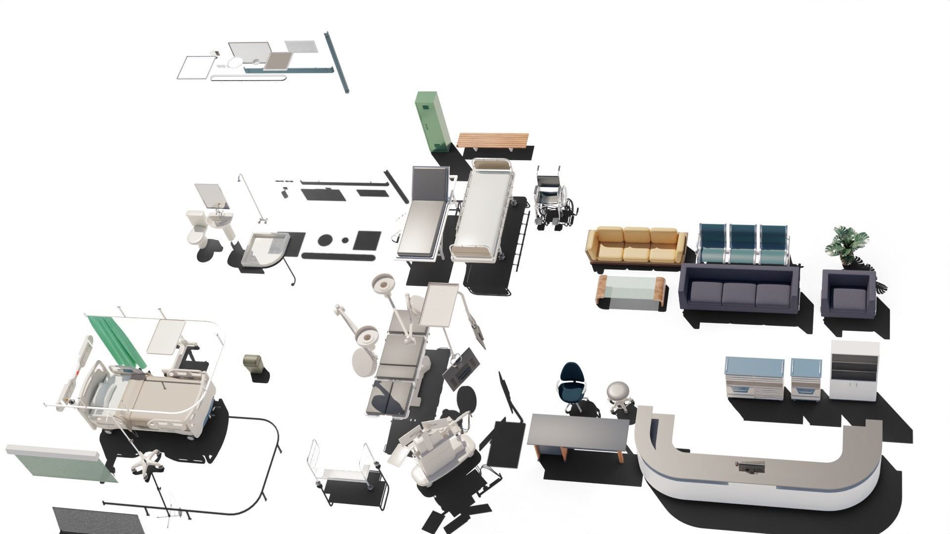 hospital furnitures Collection 3D model_2