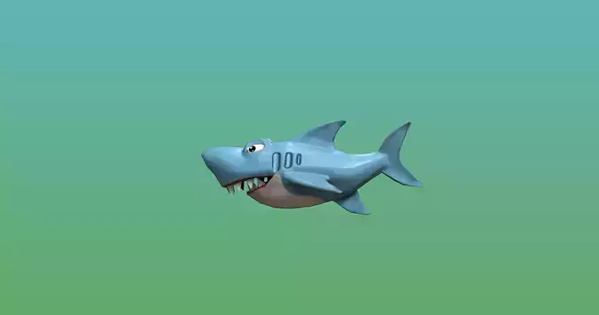 Cartoon style 3D shark game model