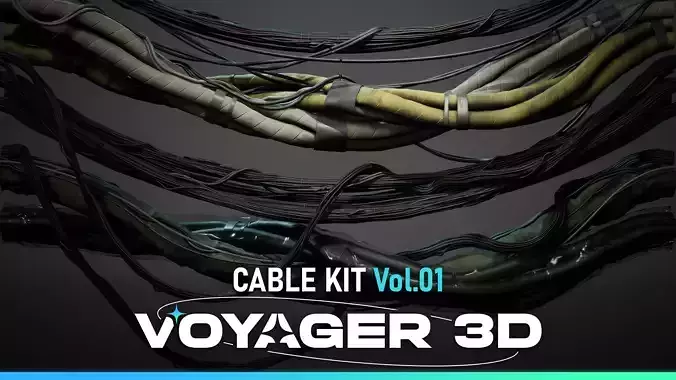 Spline Cable Kit Vol 01 Low-poly 3D model