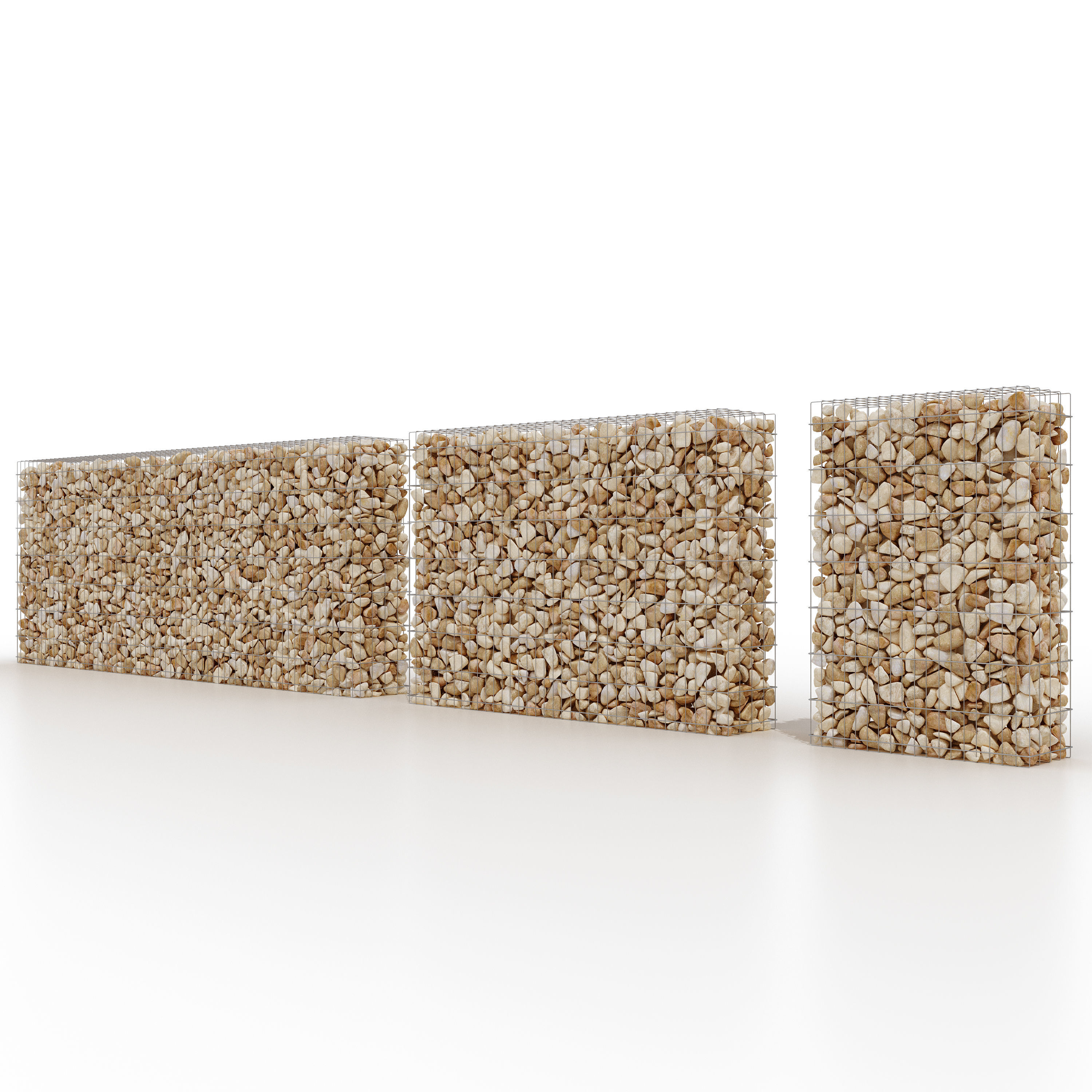 Gabion wall made of rocks and pebbles 3D model_9