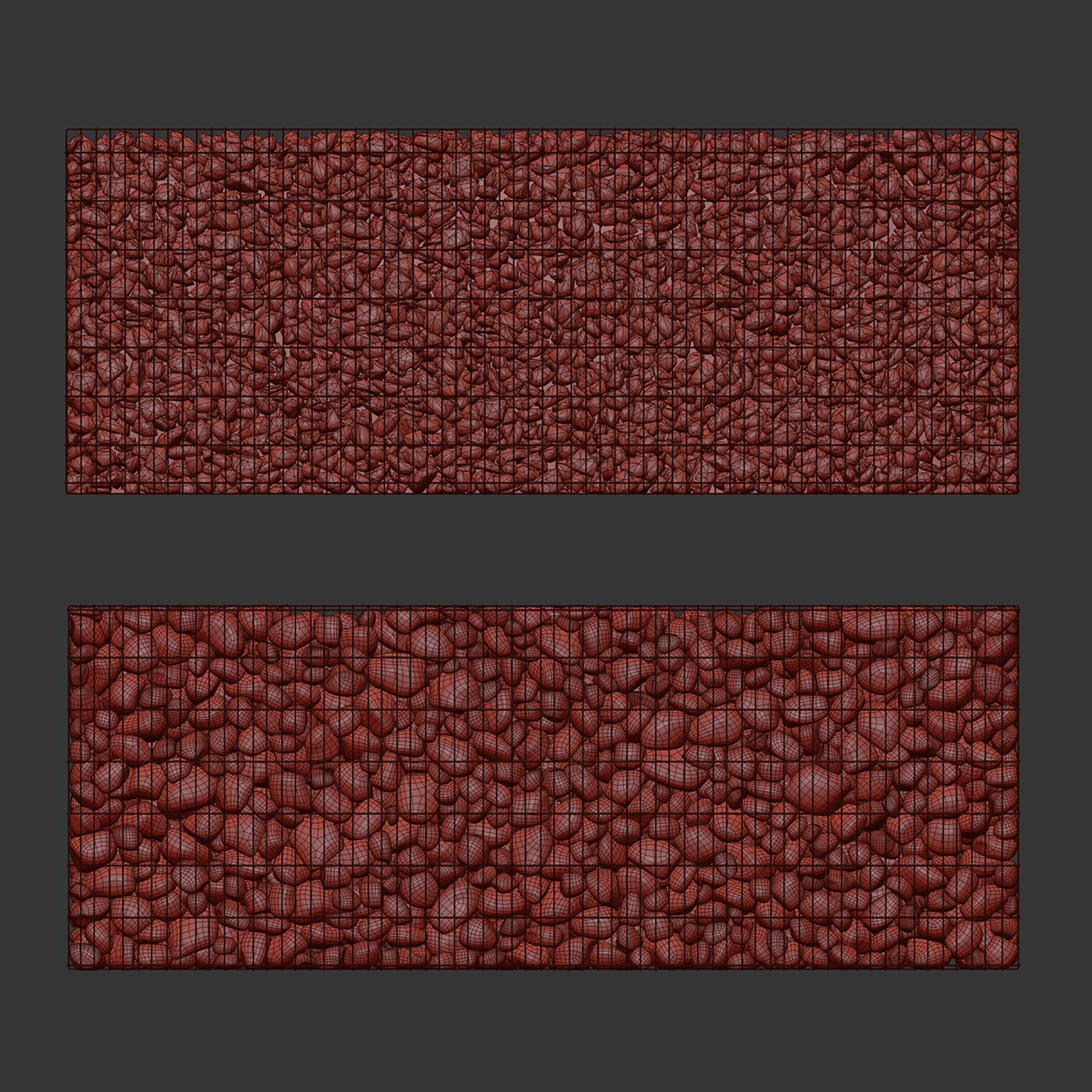 Gabion wall made of rocks and pebbles 3D model_10