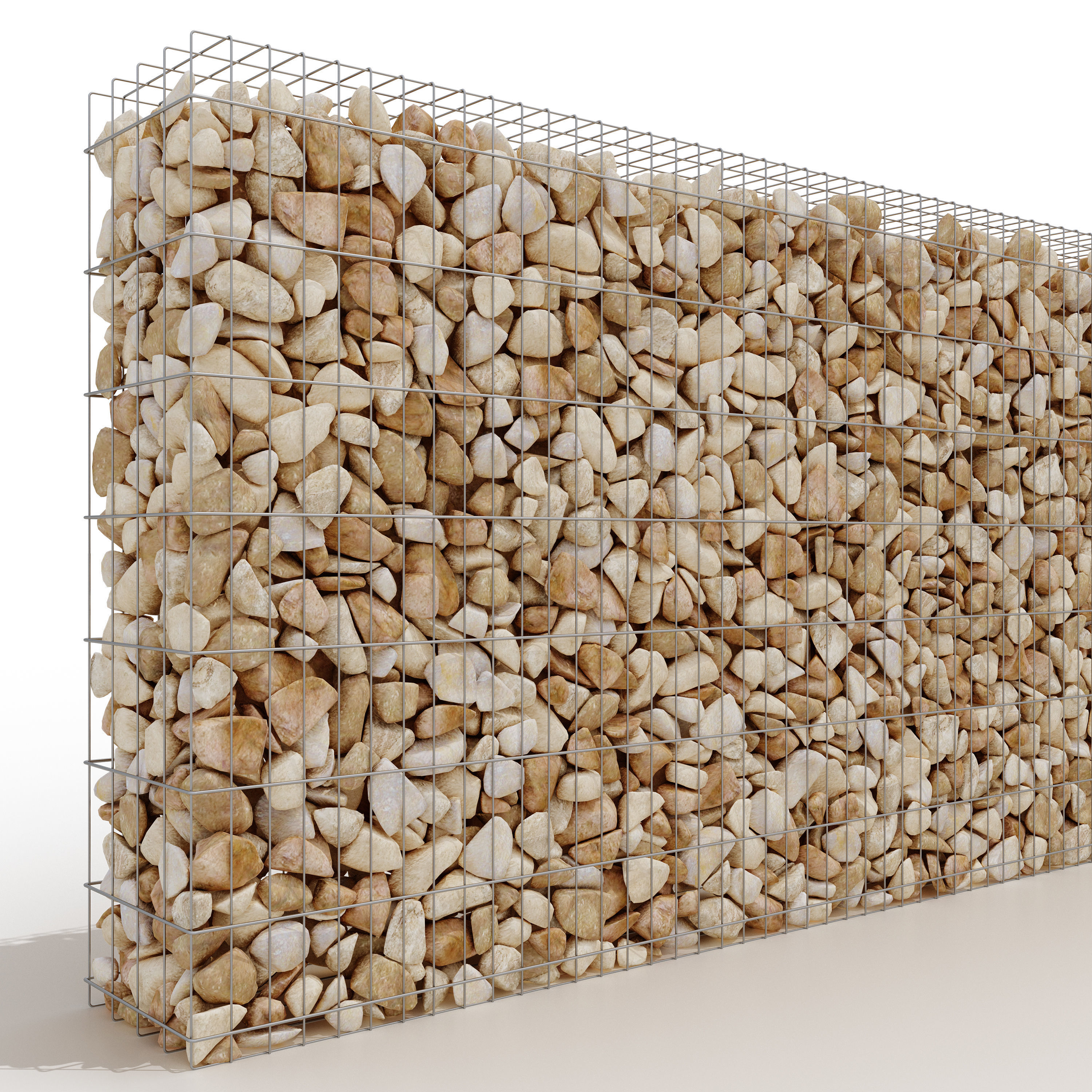 Gabion wall made of rocks and pebbles 3D model_6