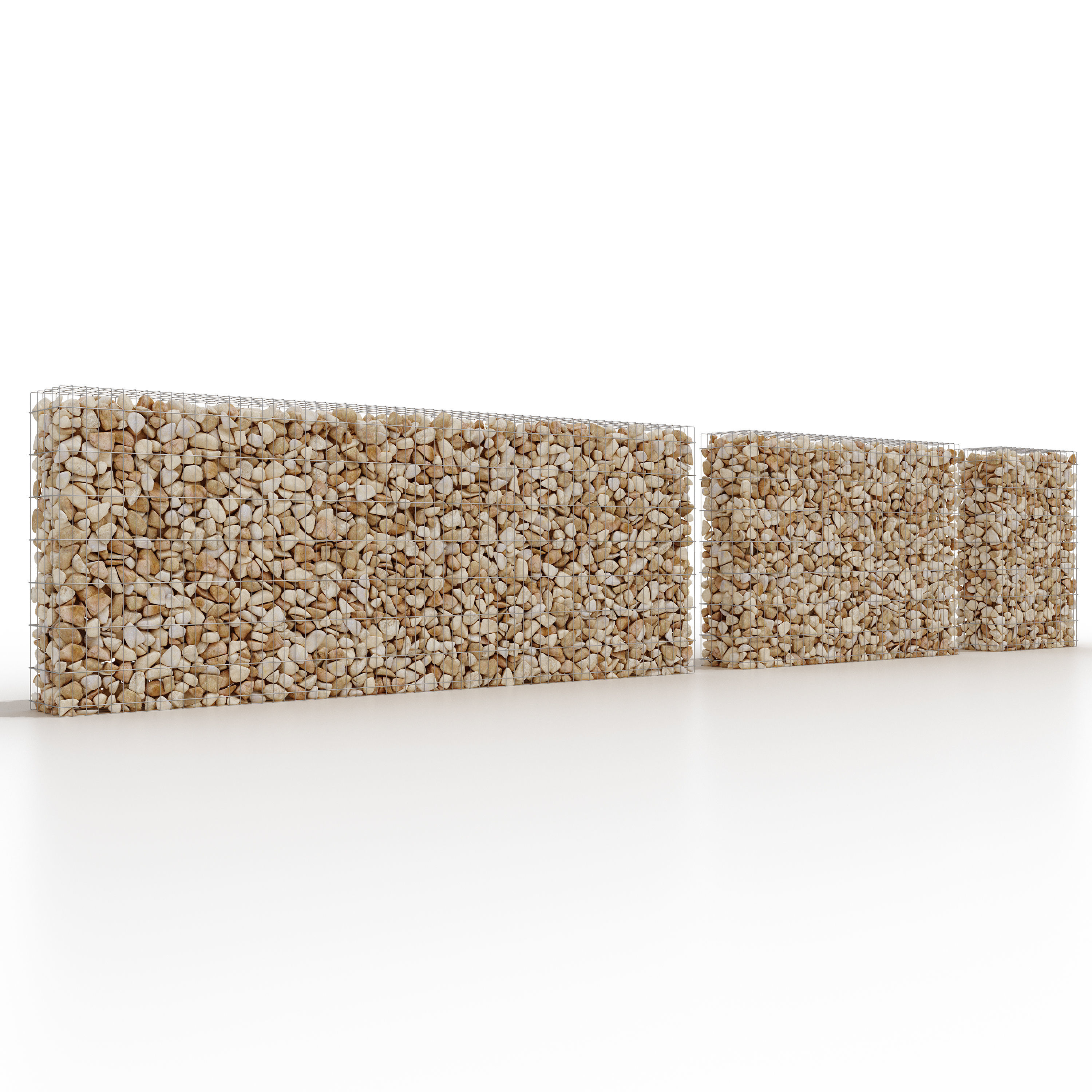 Gabion wall made of rocks and pebbles 3D model_3