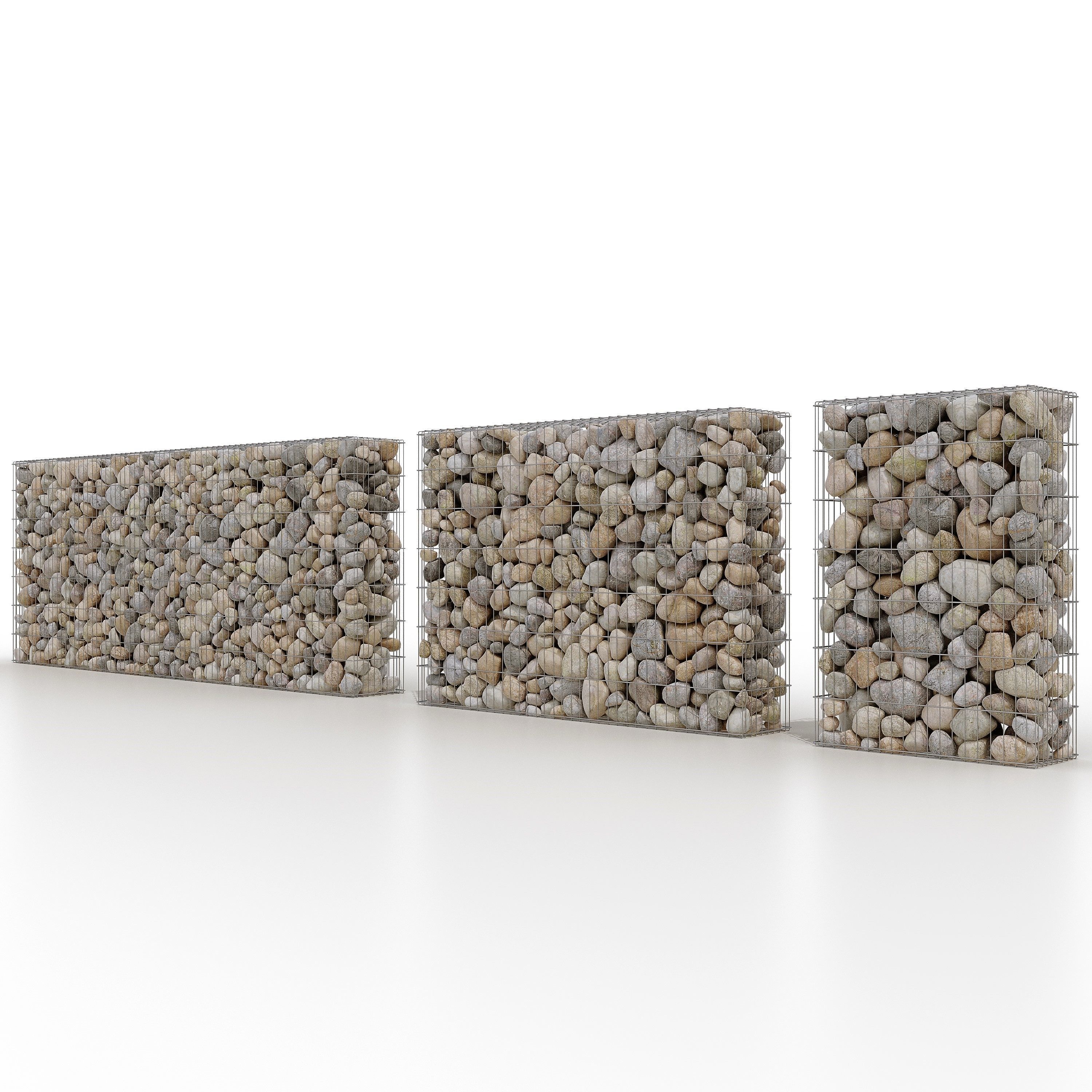 Gabion wall made of rocks and pebbles 3D model_8