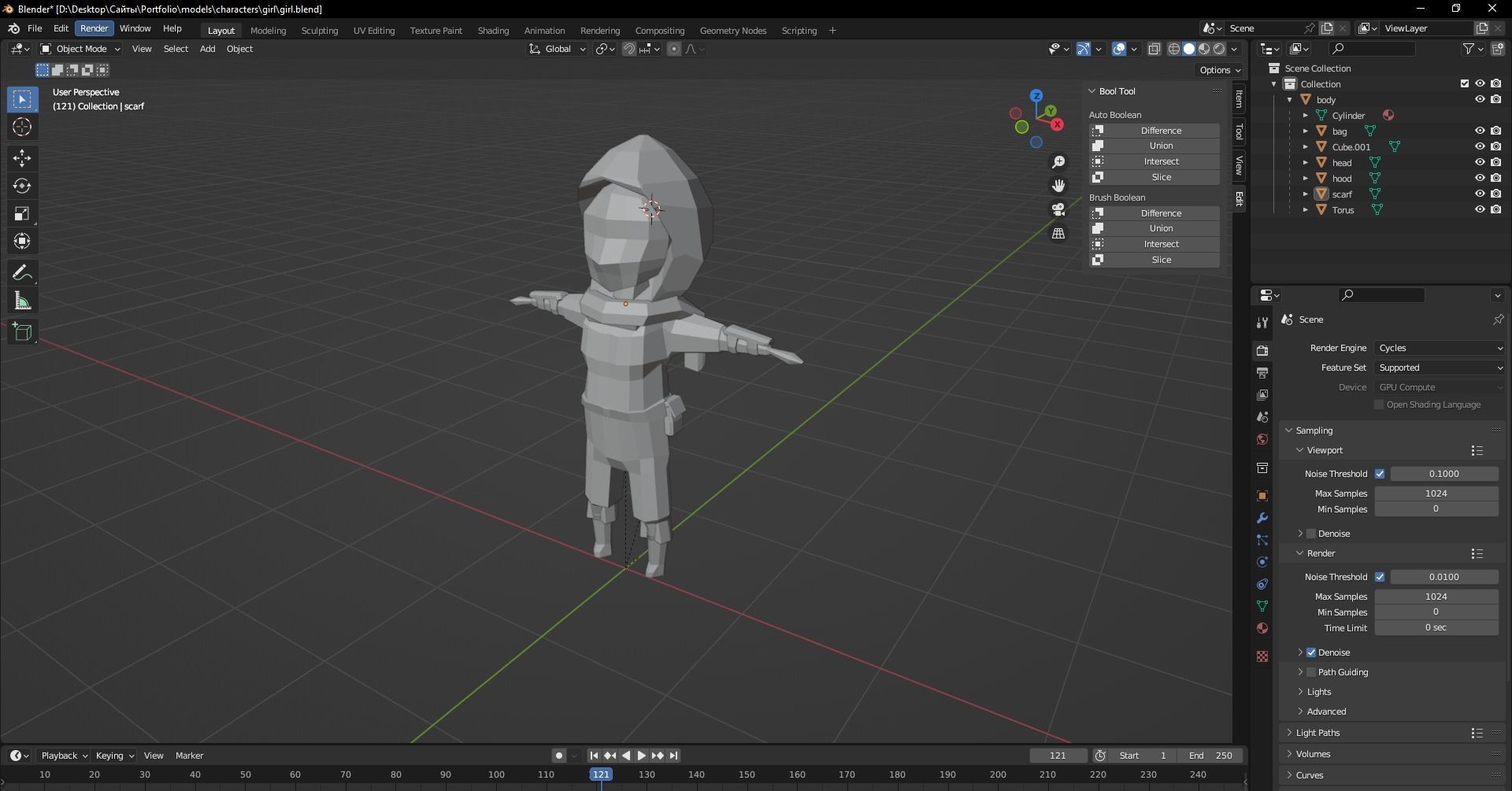 Low-poly stylized girl game-ready Low-poly 3D model_8