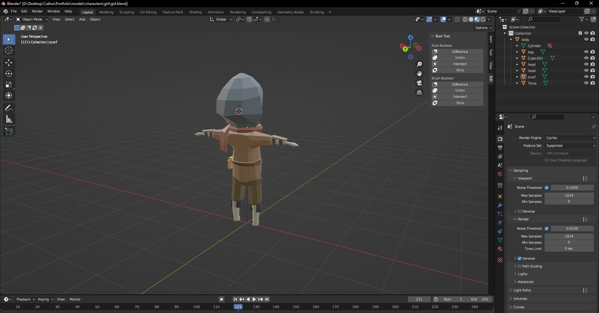 Low-poly stylized girl game-ready Low-poly 3D model_5