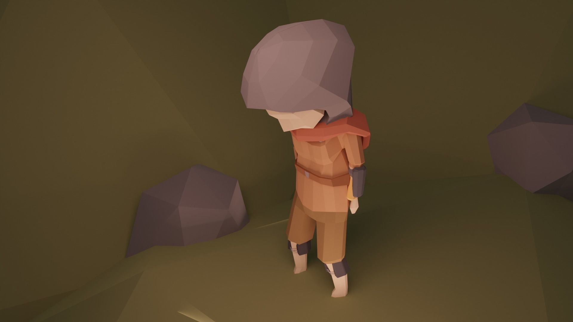 Low-poly stylized girl game-ready Low-poly 3D model_2