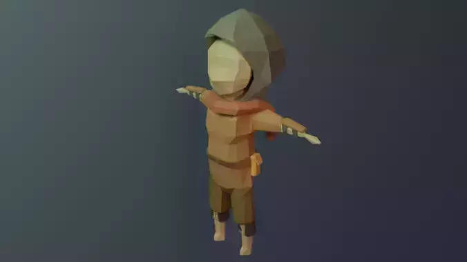 Low-poly stylized girl game-ready