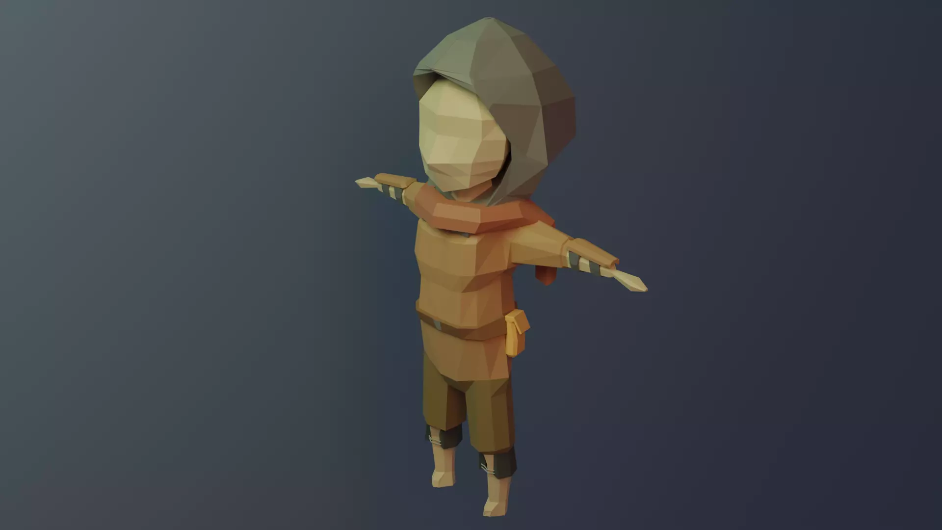Low-poly stylized girl game-ready Low-poly 3D model_0