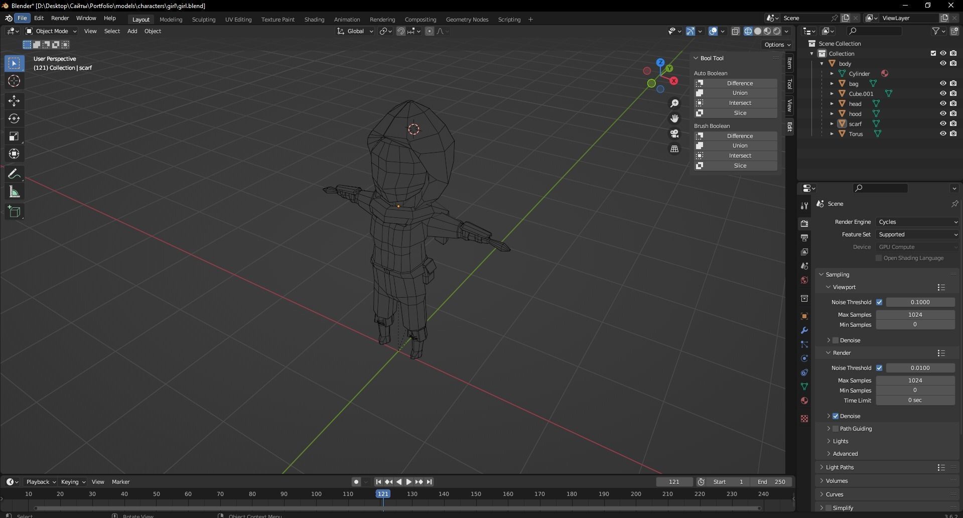 Low-poly stylized girl game-ready Low-poly 3D model_7