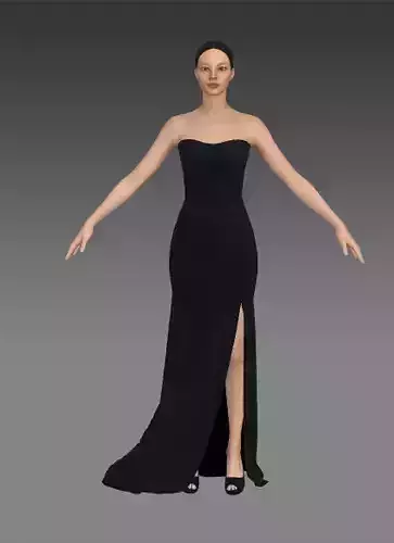 Dress black strapless heart shaped neckline