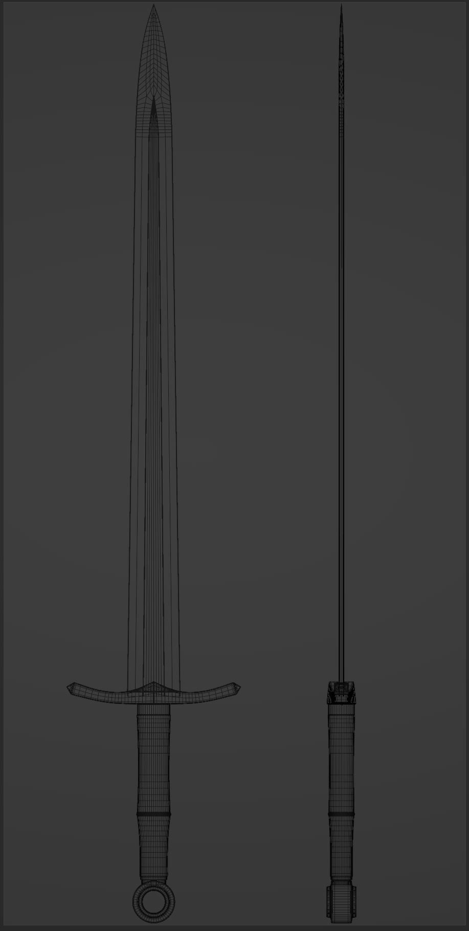 medieval fighting sword Low-poly 3D model_4