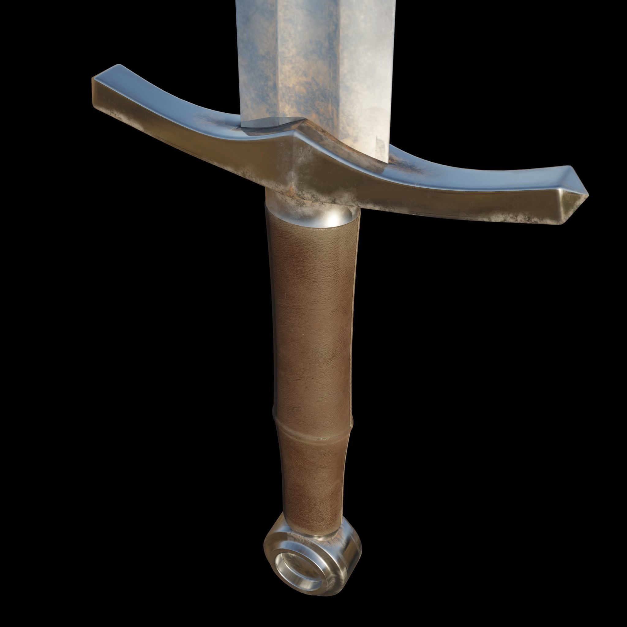 medieval fighting sword Low-poly 3D model_5