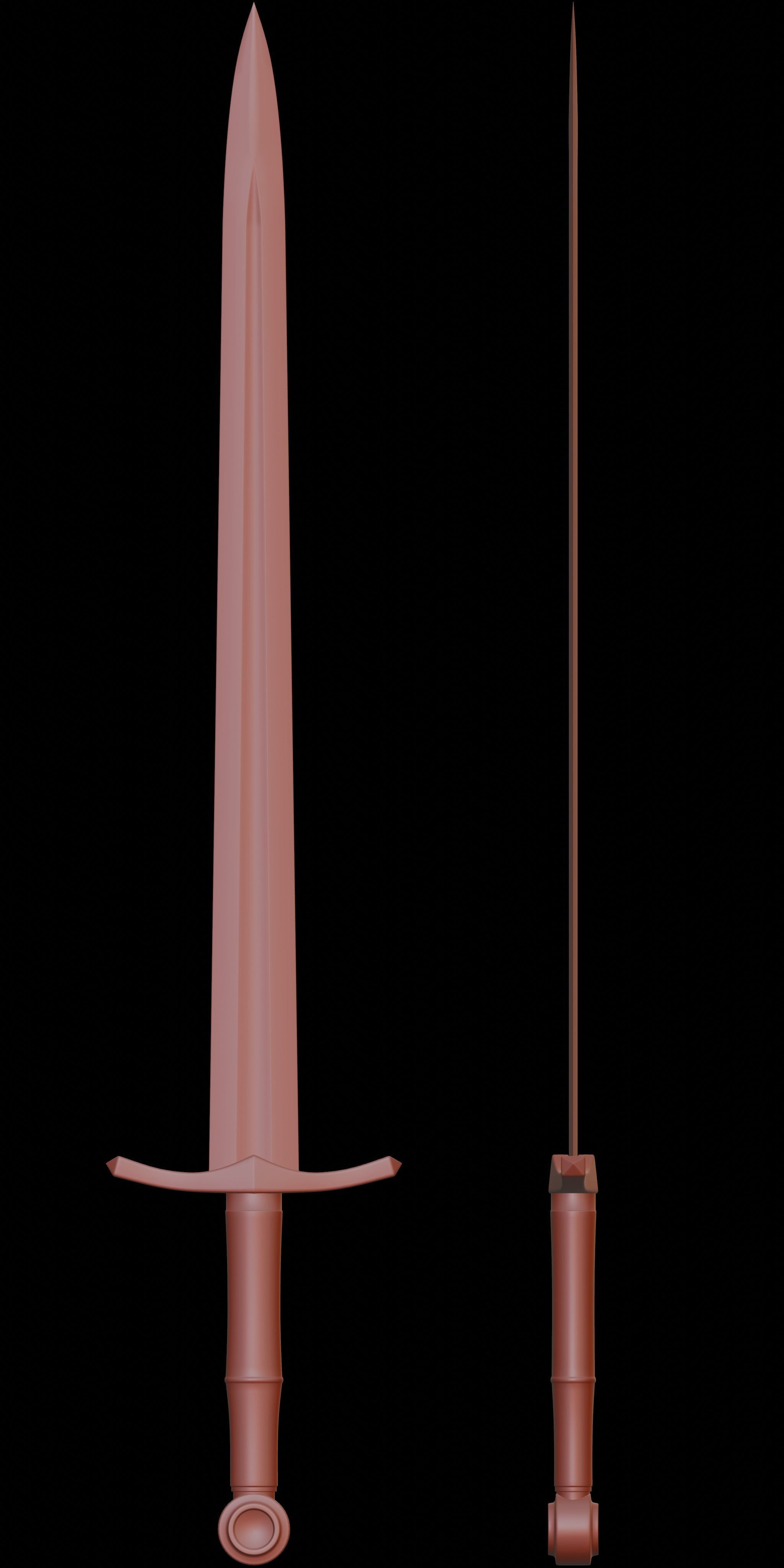 medieval fighting sword Low-poly 3D model_3