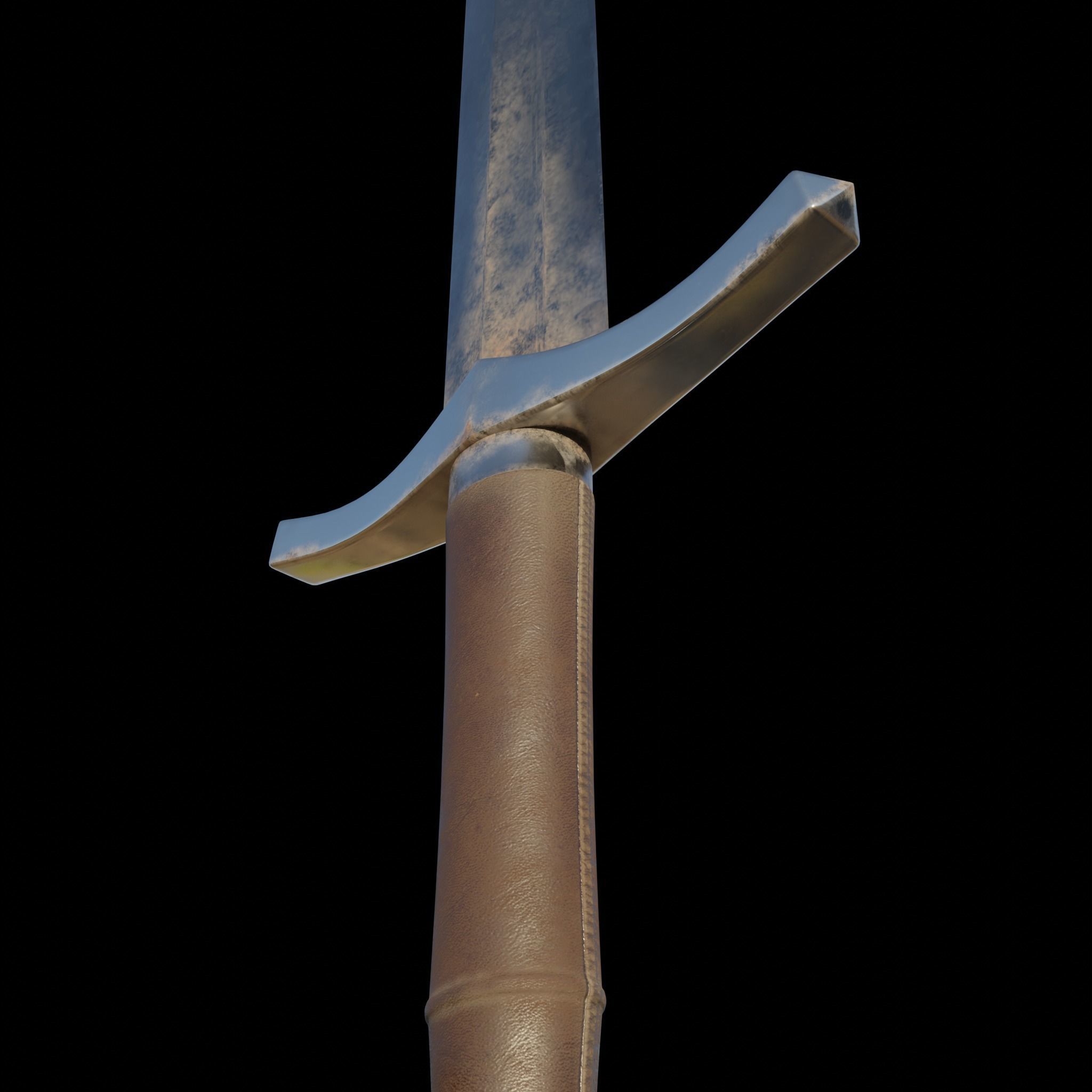 medieval fighting sword Low-poly 3D model_6