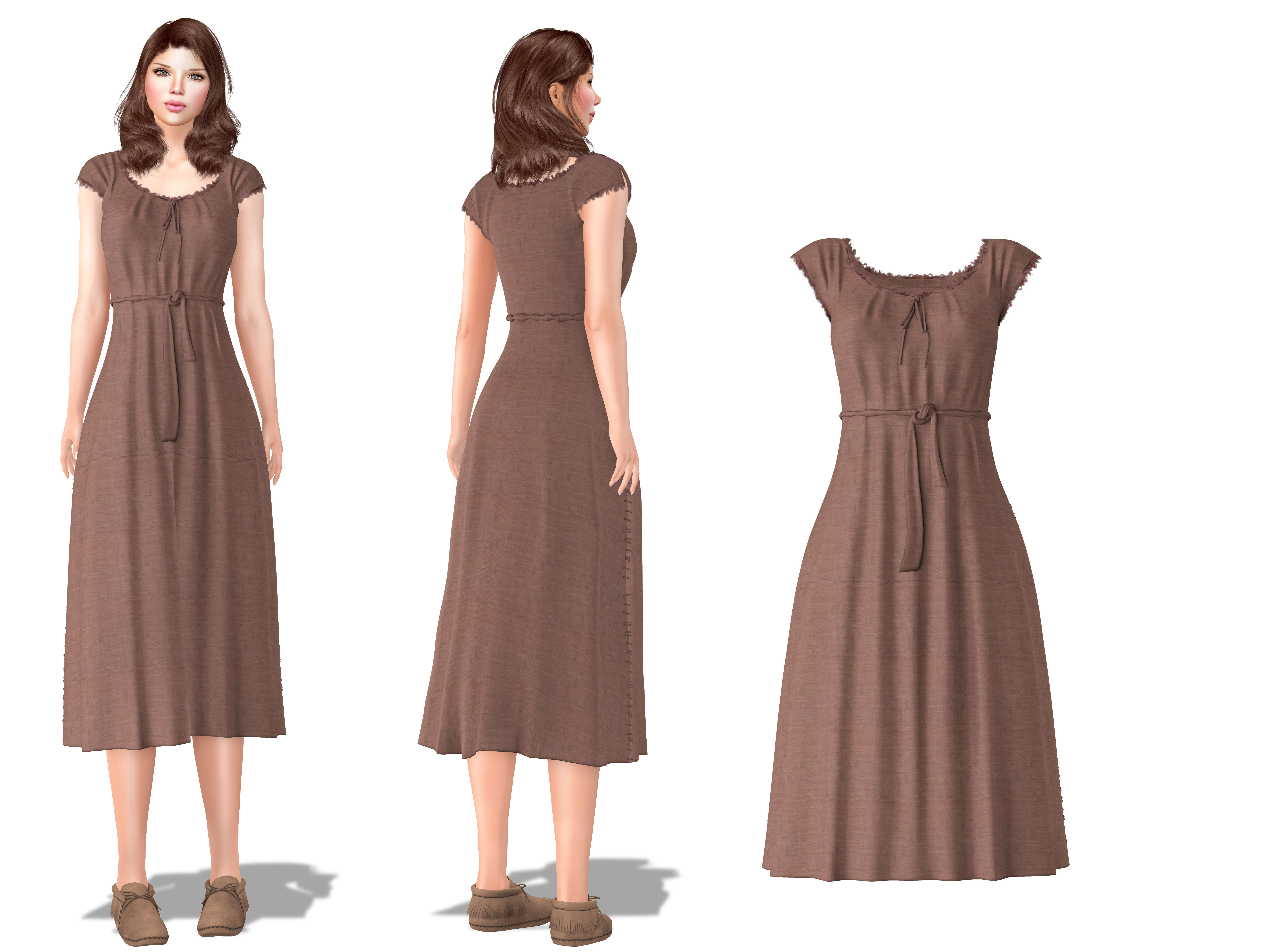 Ancient Female Worn Pheasant Dress Low-poly 3D model_2