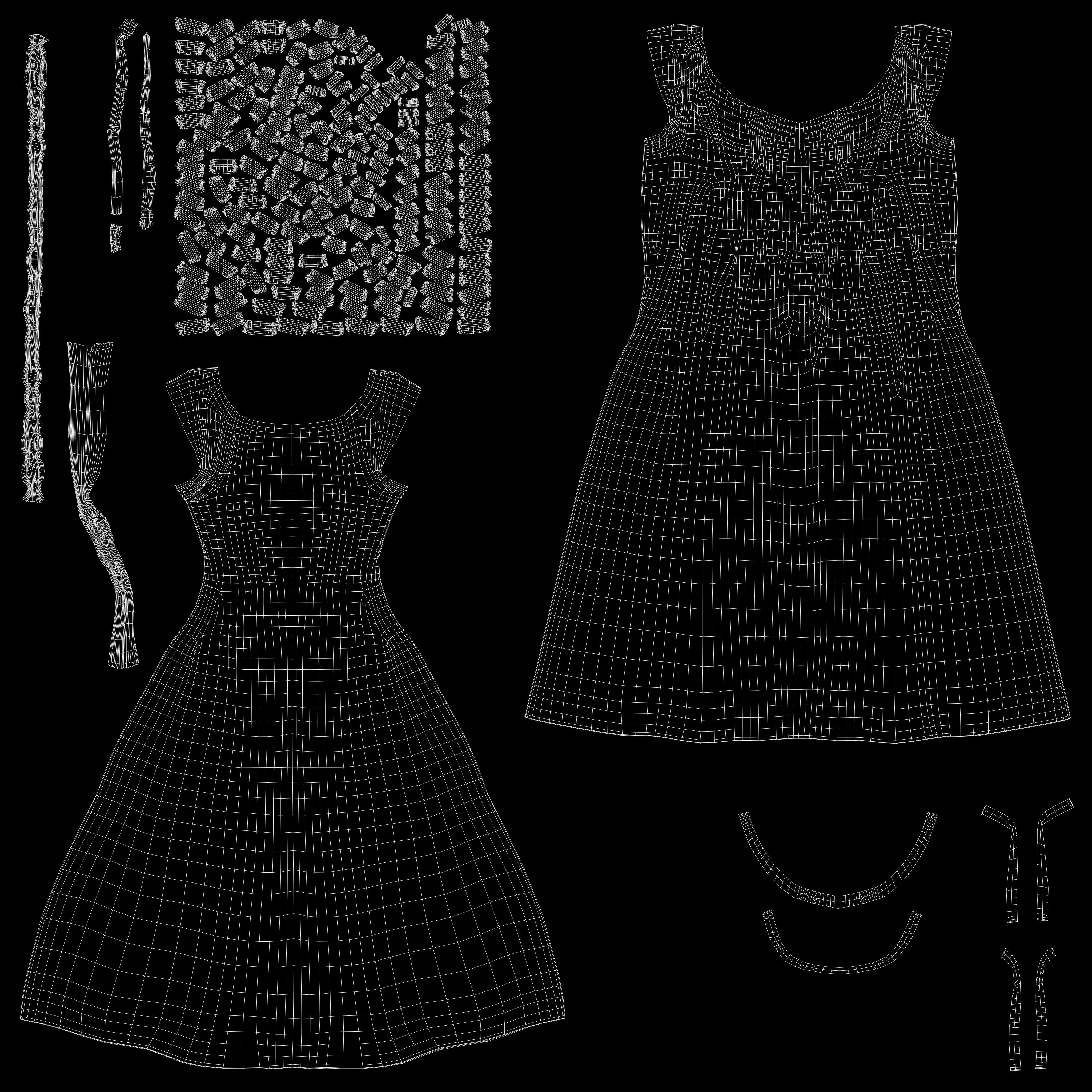 Ancient Female Worn Pheasant Dress Low-poly 3D model_13