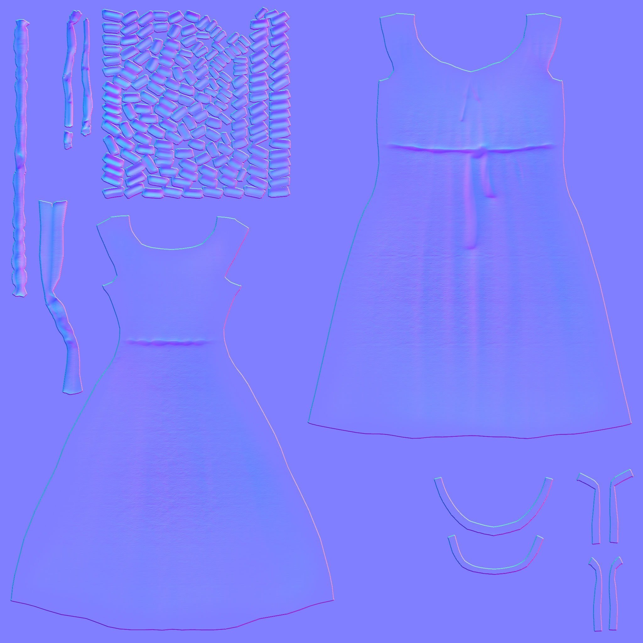 Ancient Female Worn Pheasant Dress Low-poly 3D model_10