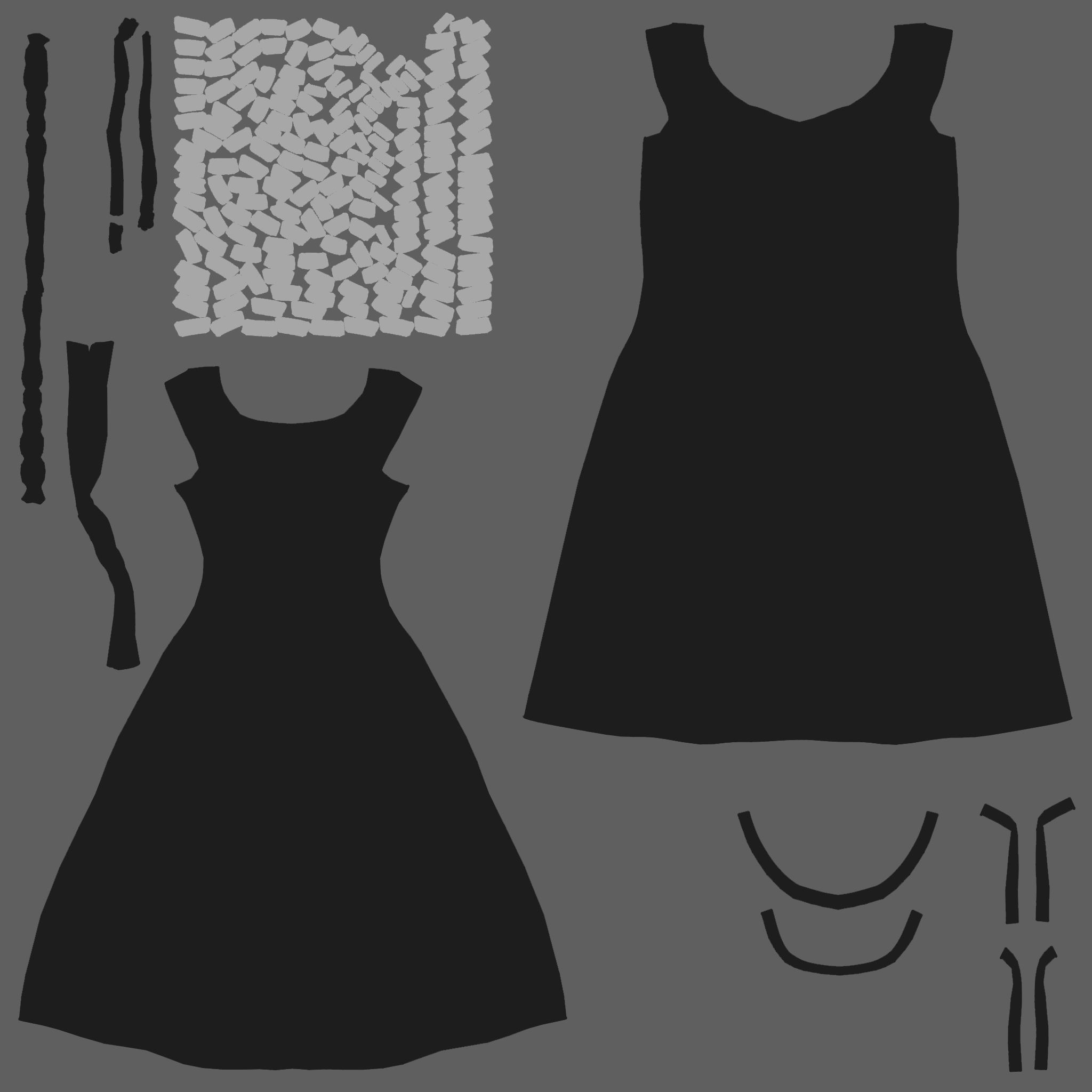 Ancient Female Worn Pheasant Dress Low-poly 3D model_11