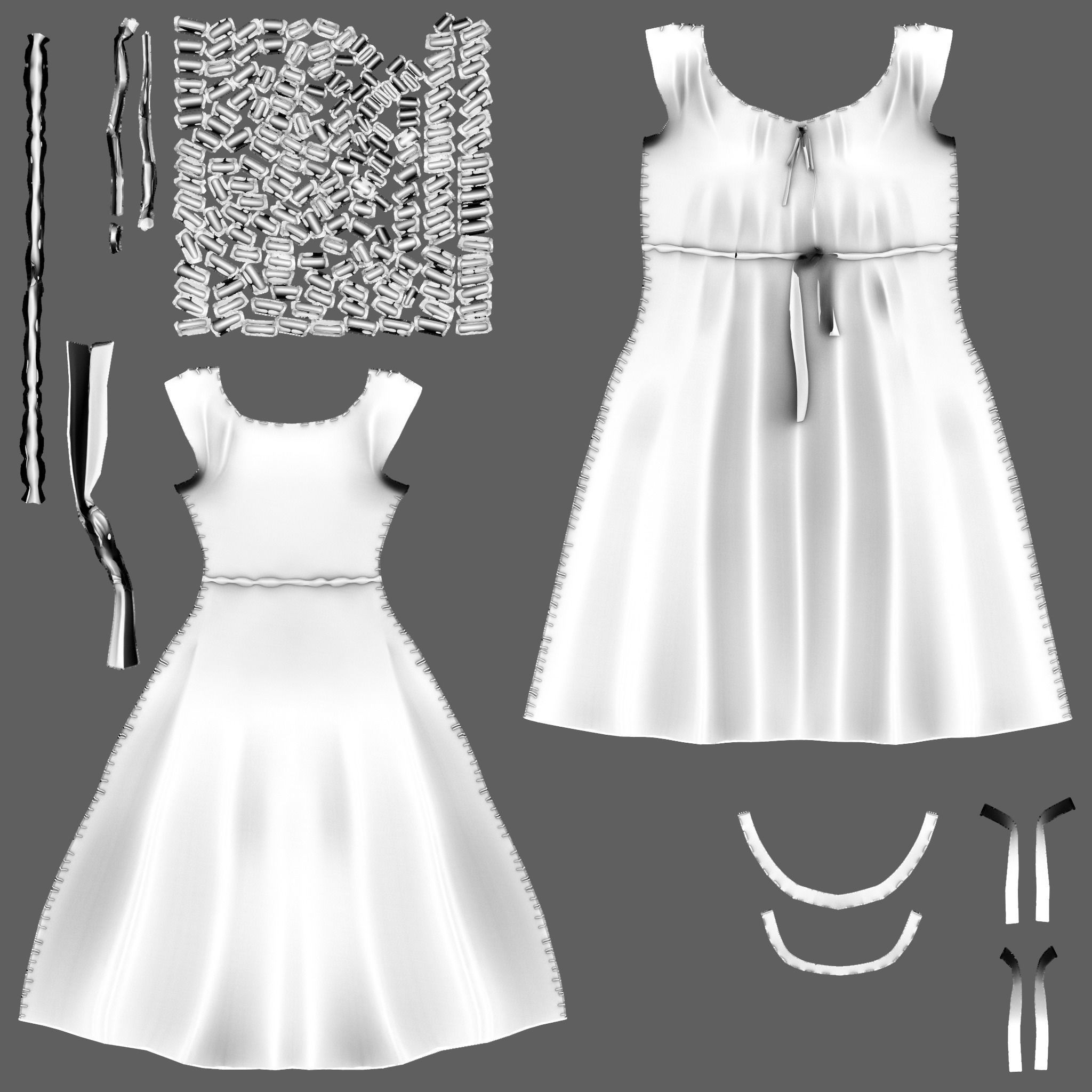 Ancient Female Worn Pheasant Dress Low-poly 3D model_12