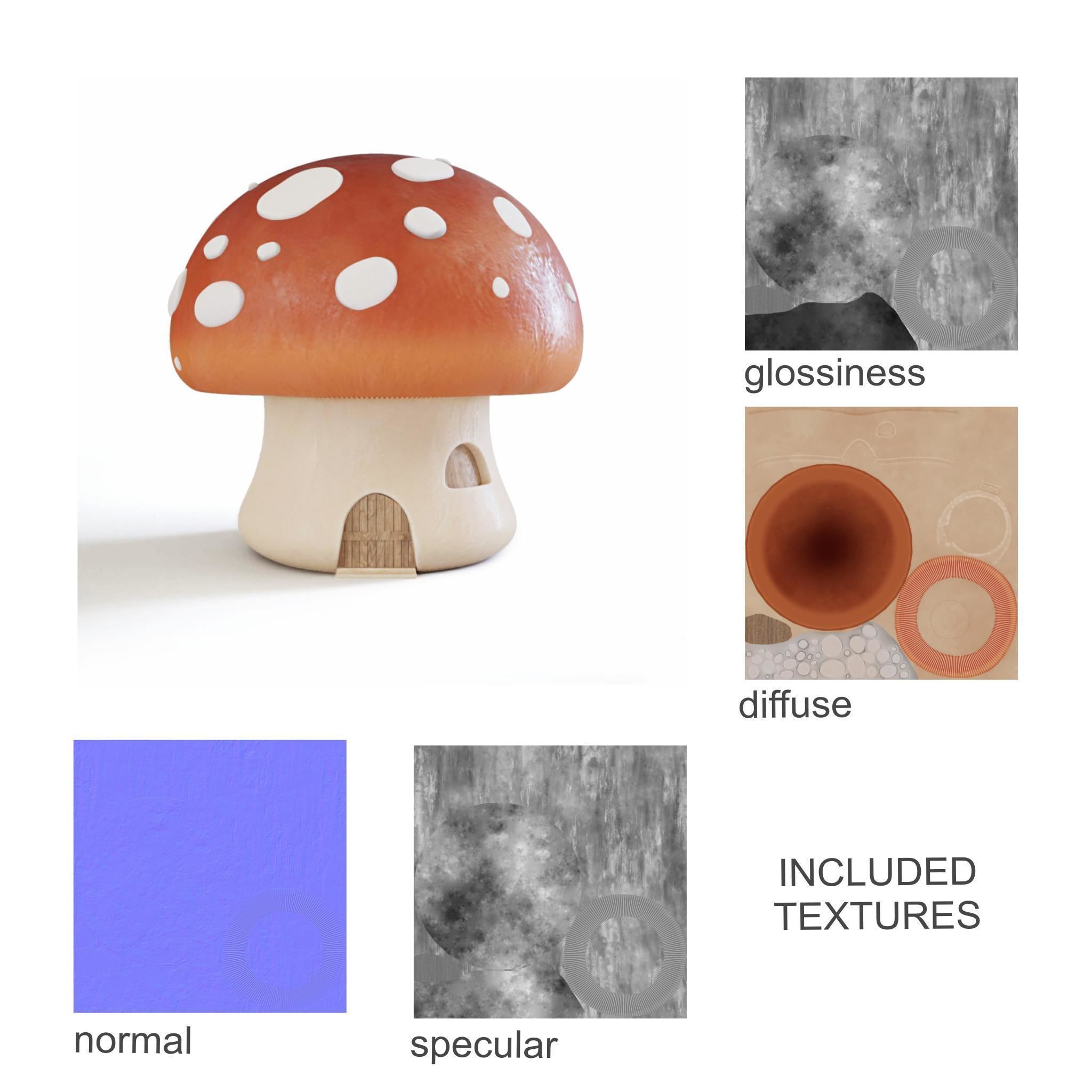 fly agaric man and his house 3D model_6