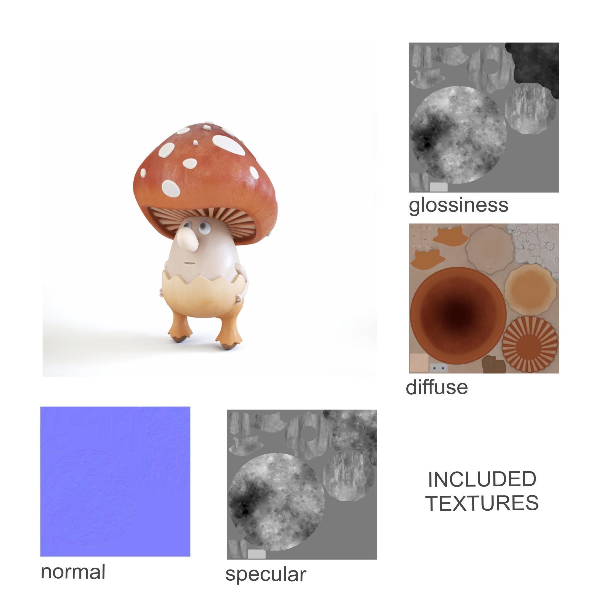 fly agaric man and his house 3D model_3