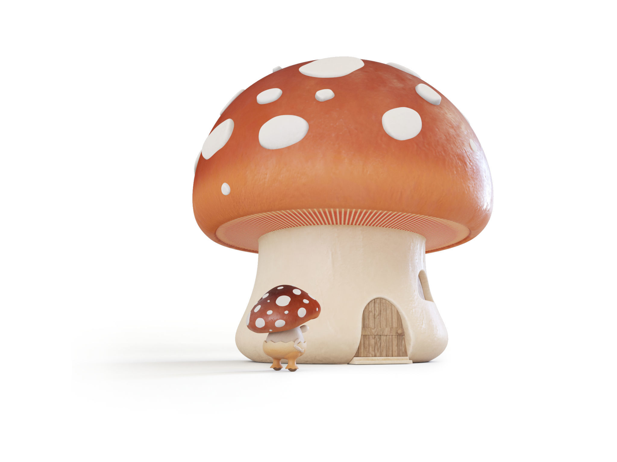 fly agaric man and his house 3D model_8